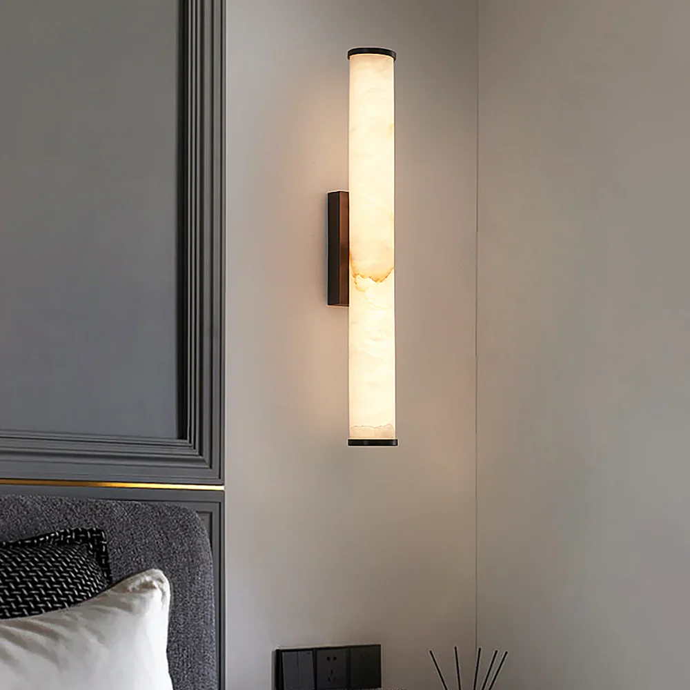 Cylindrical Callisto Alabaster Wall Lamp - Image 2