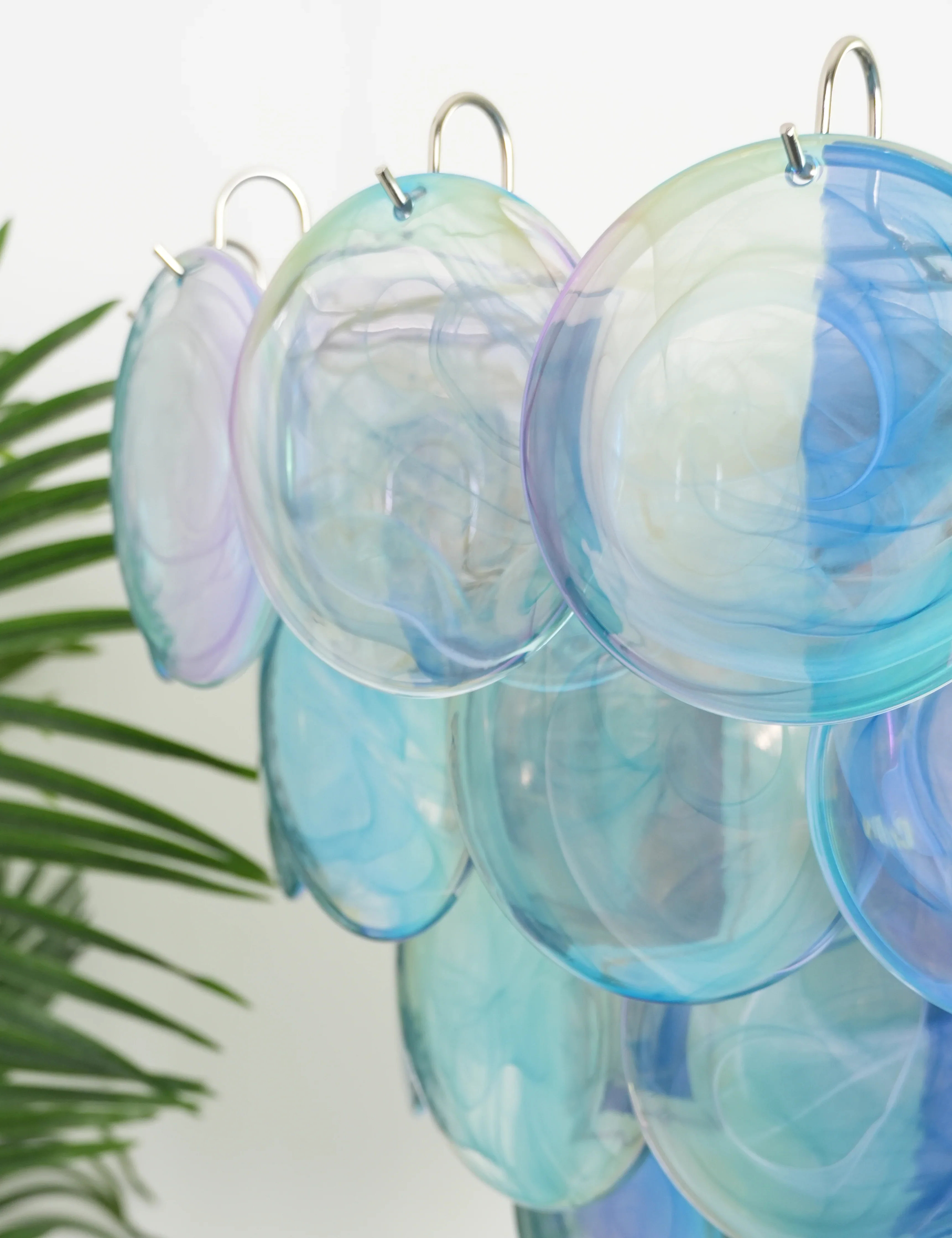 Elegant Blue Murano Disc Chandelier - Image 20