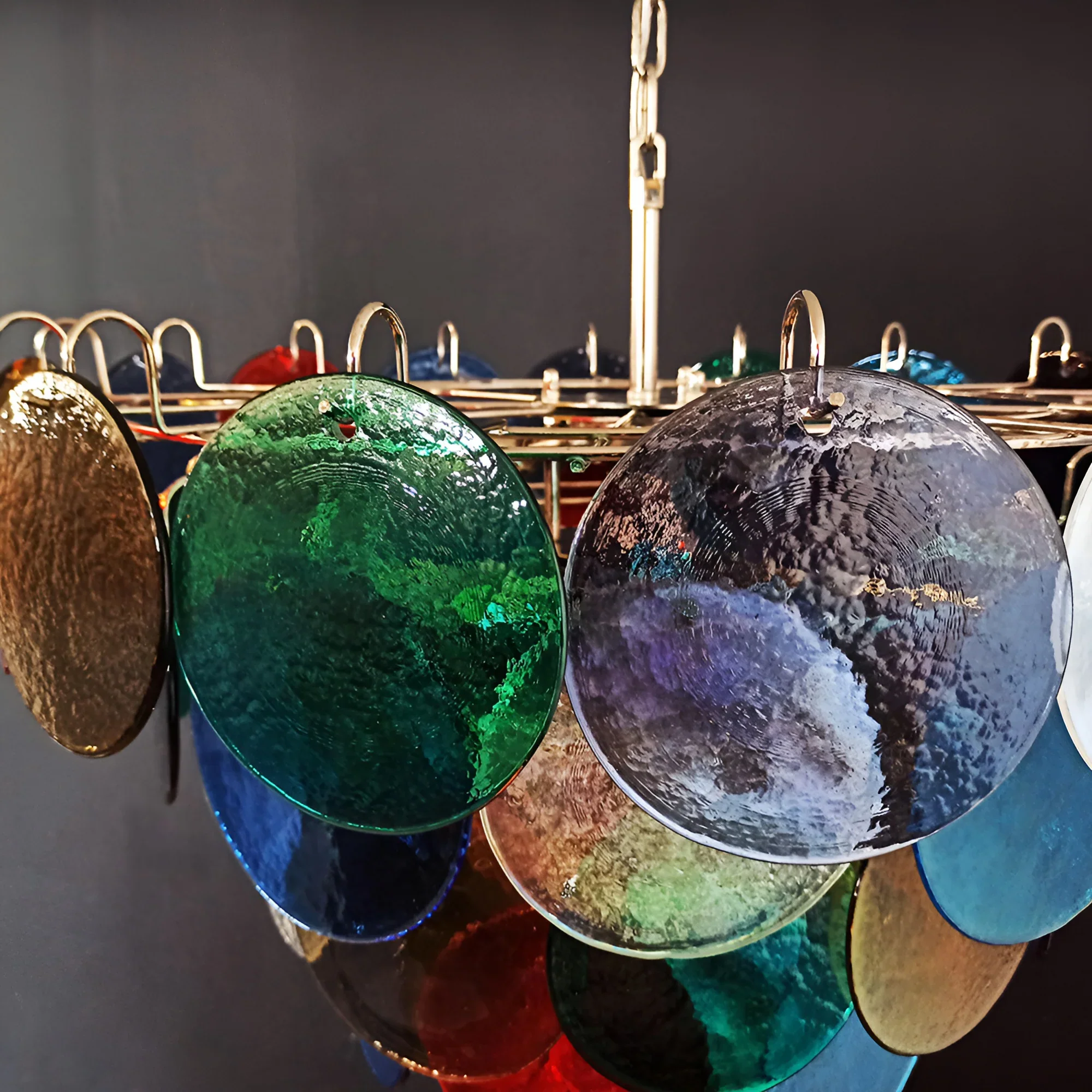 Elegant Murano Disc Multicolored Chandelier - Image 18