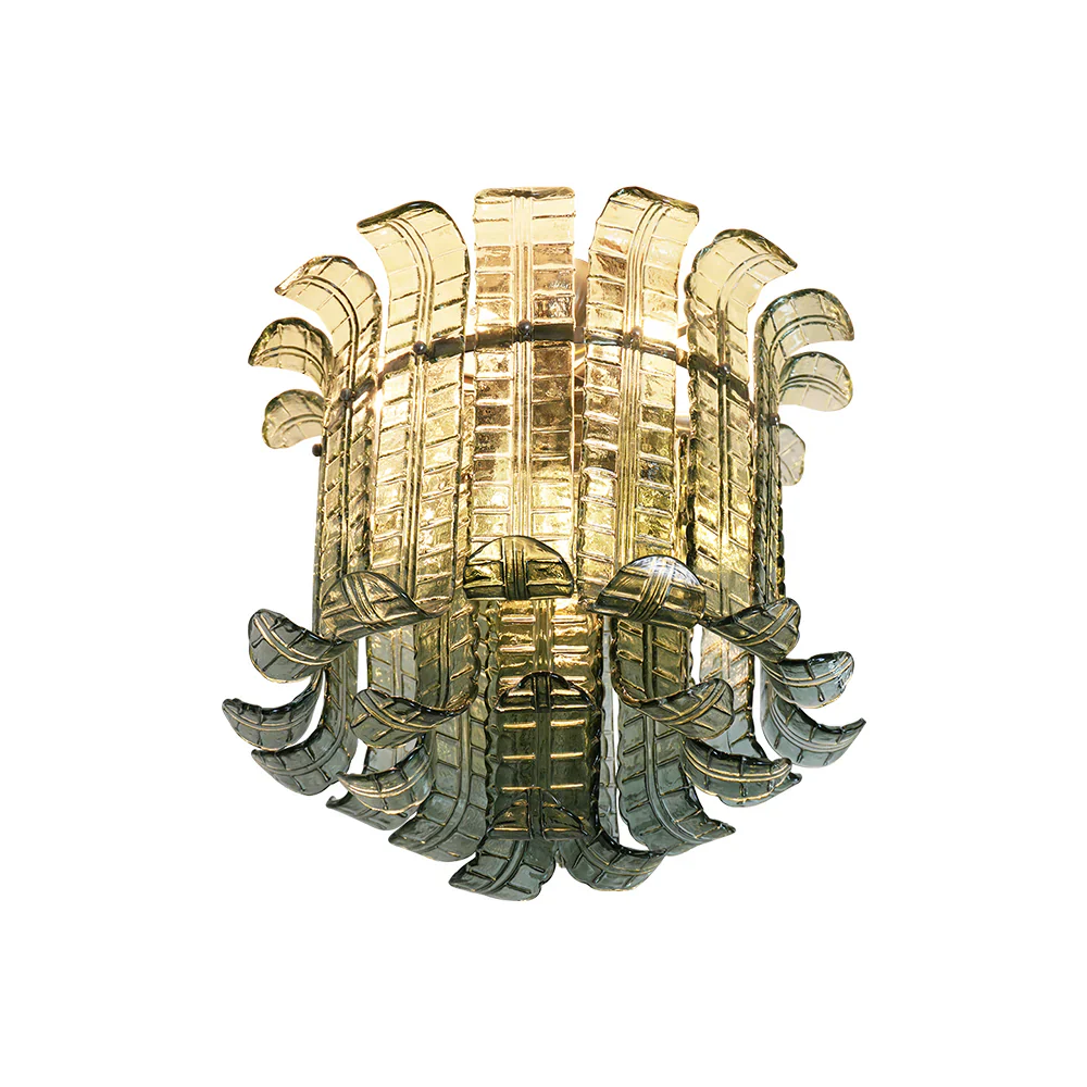 Elegant Murano Leaf Shaped Green Ceiling Lamp - Image 14