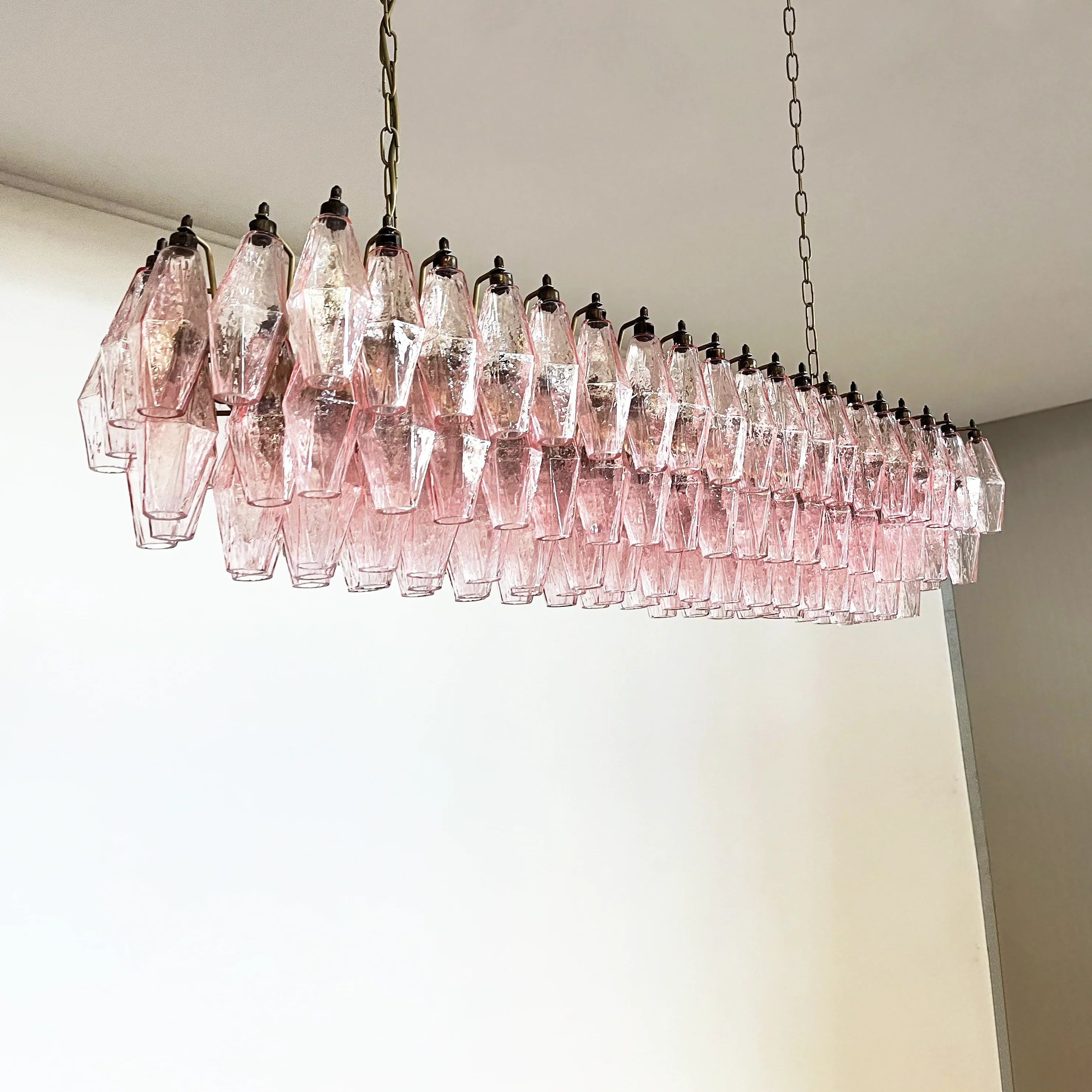 Elegant Pink Murano Poliedri Chandelier - Image 13