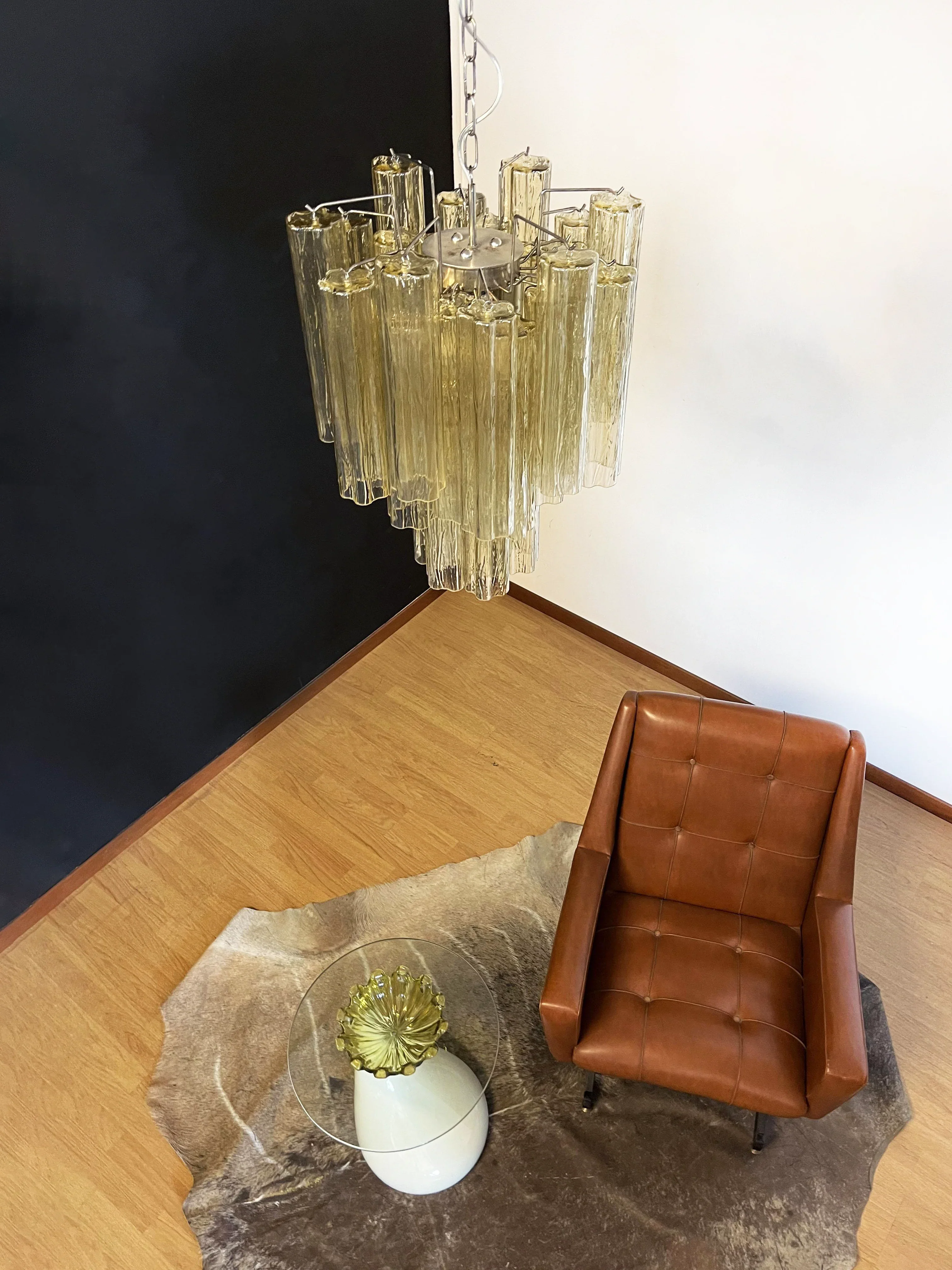 Fantastic Amber Murano Glass Tube Chandelier - Image 7