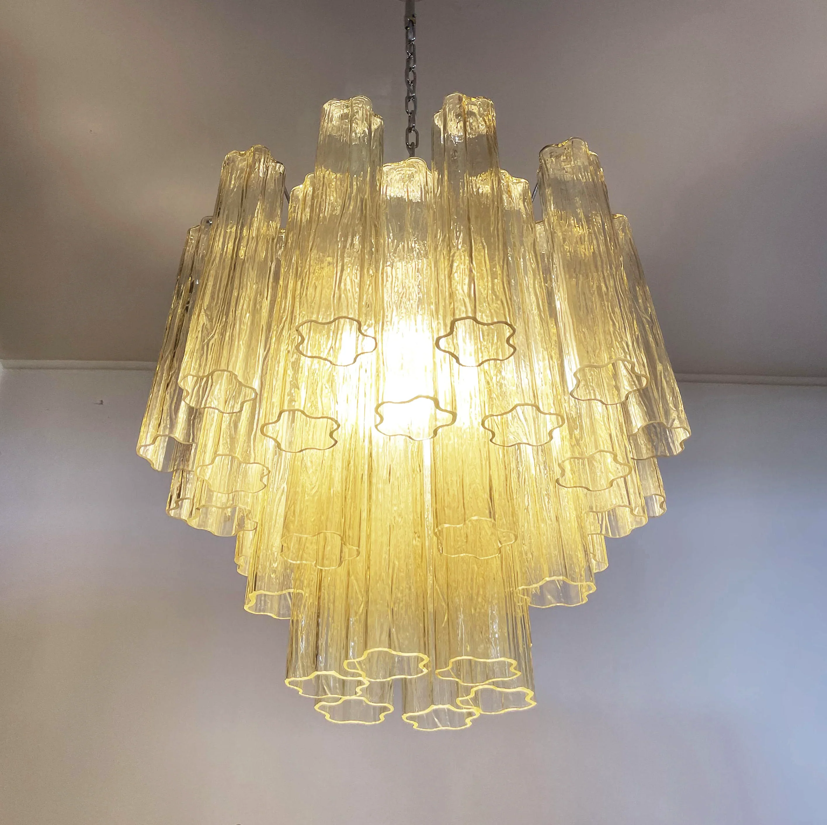 Fantastic Murano Amber Glass Tube Chandelier - Image 12