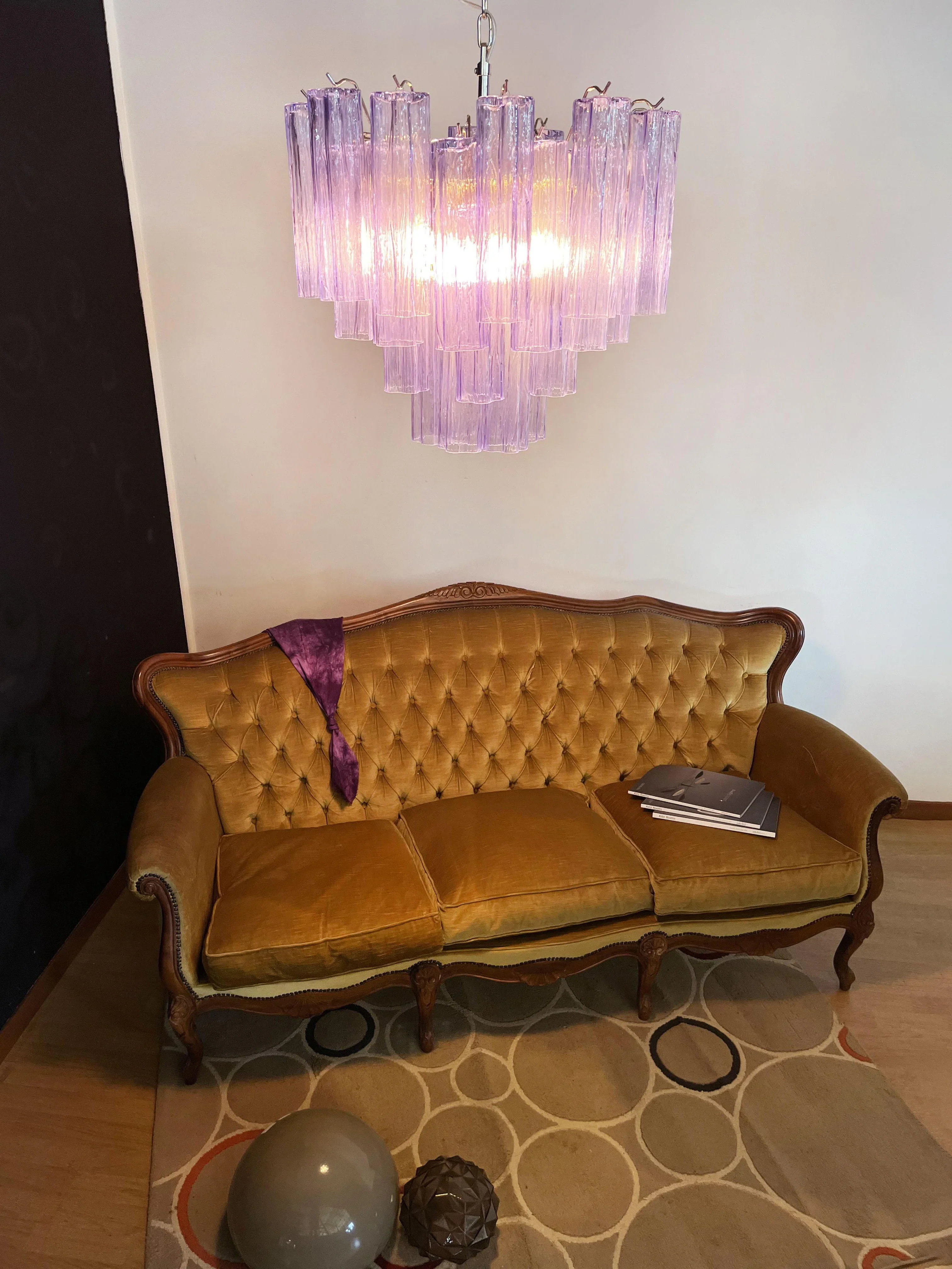 Fantastic Murano Amethyst Glass Tube Chandelier - Image 4