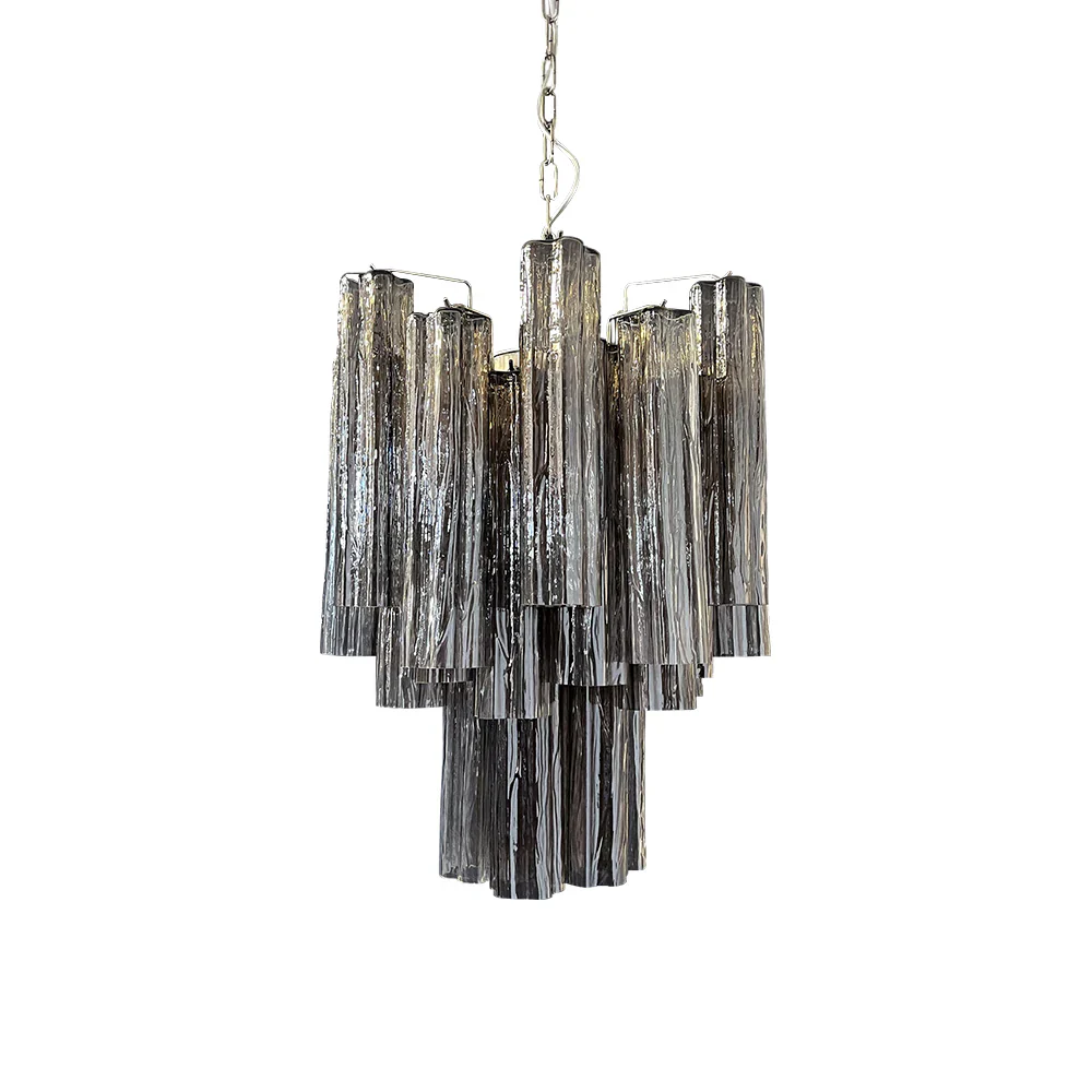 Fantastic Smoked Murano Glass Tube Chandelier - Image 22