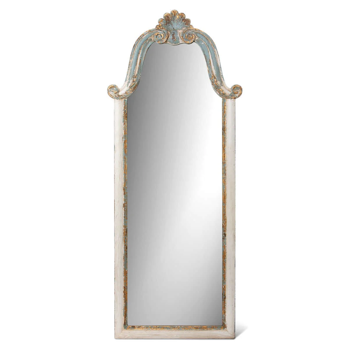 French Country Carved Wood Floor Mirror - Image 3
