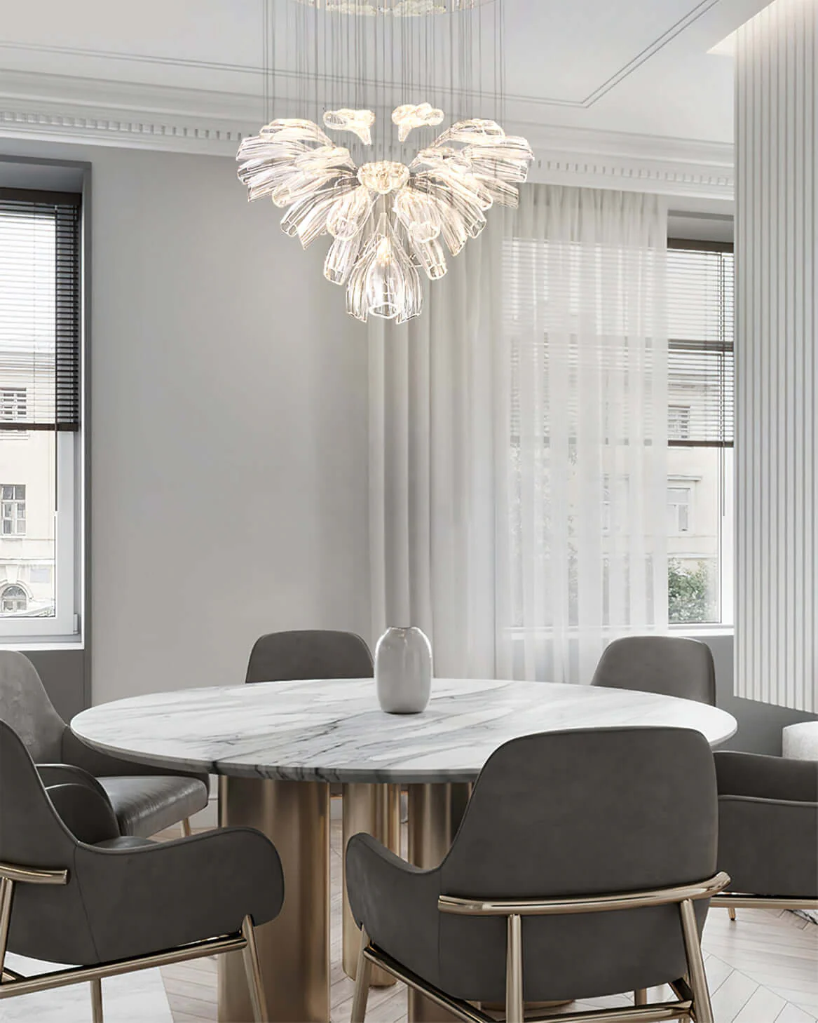 Glass Lotus Chandelier - Image 15