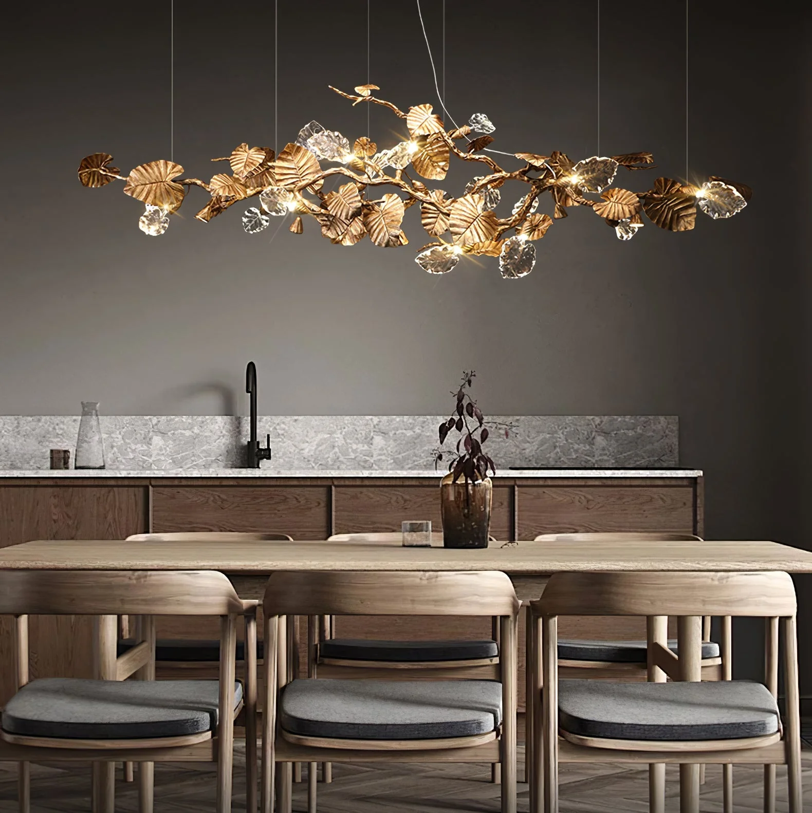 Gold Leaf Chandelier - Image 4