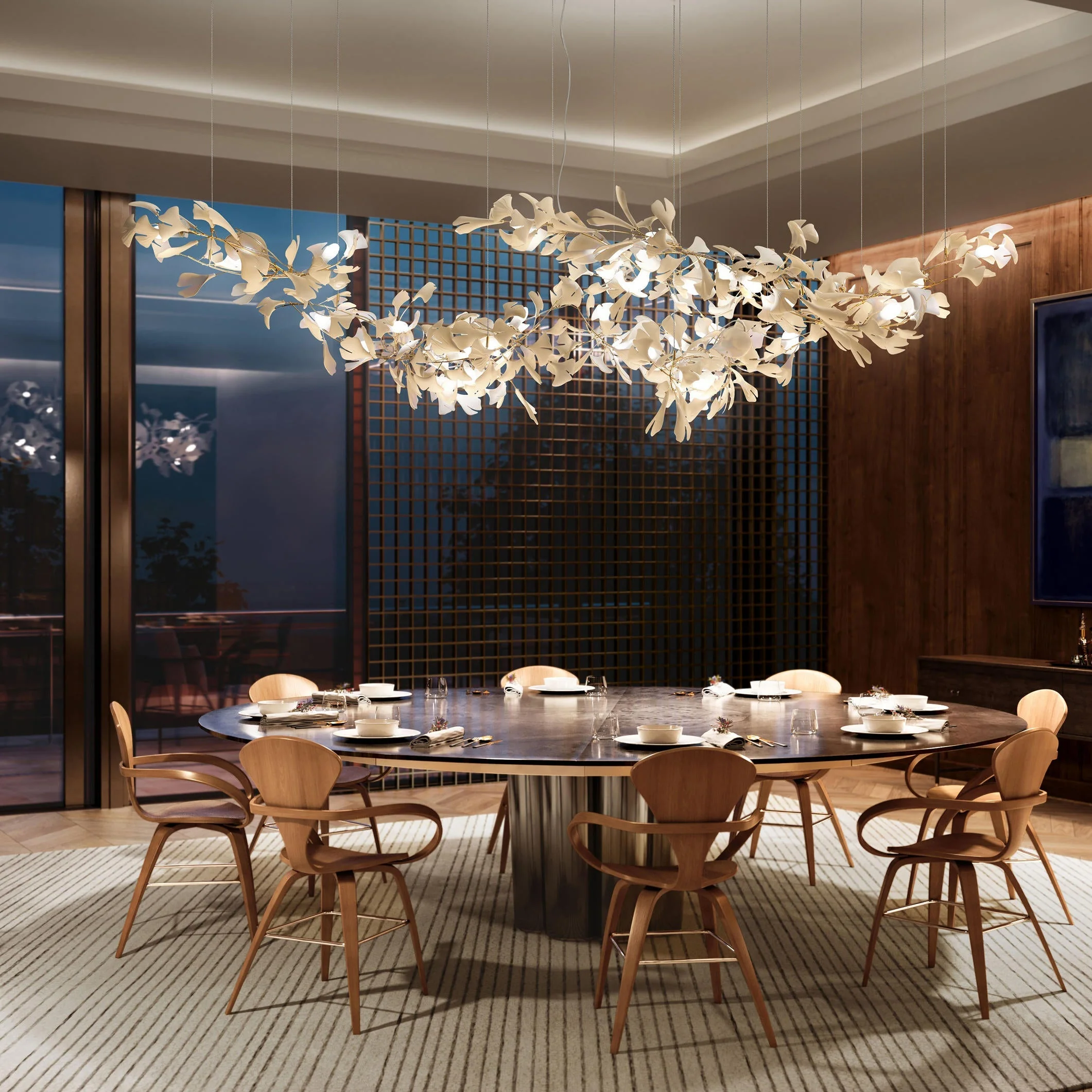 Gold White Leaves Combination Gingko Chandeliers - Image 6