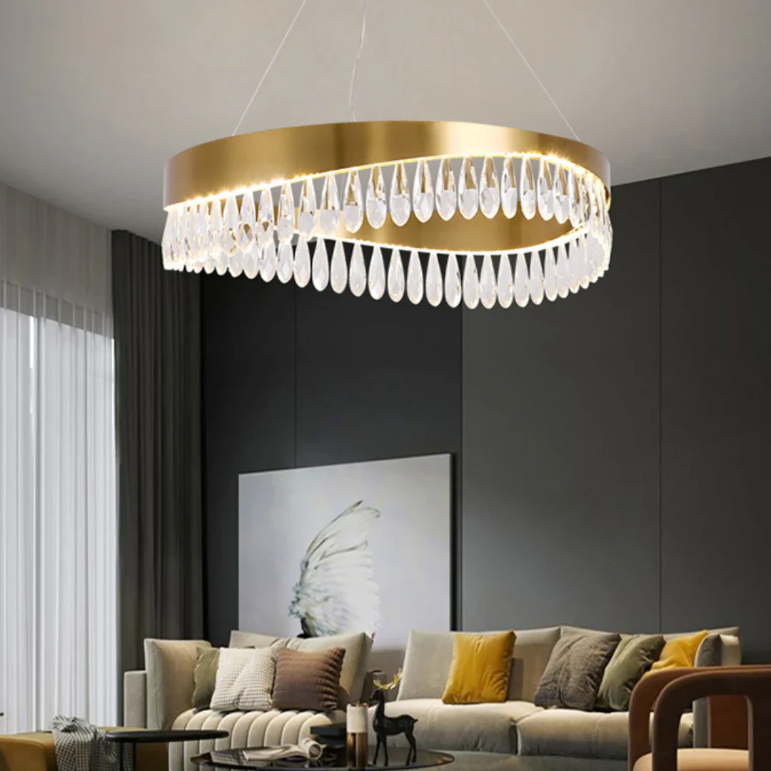 Golden Ring Crystal Light Luxury Chandelier - Image 3
