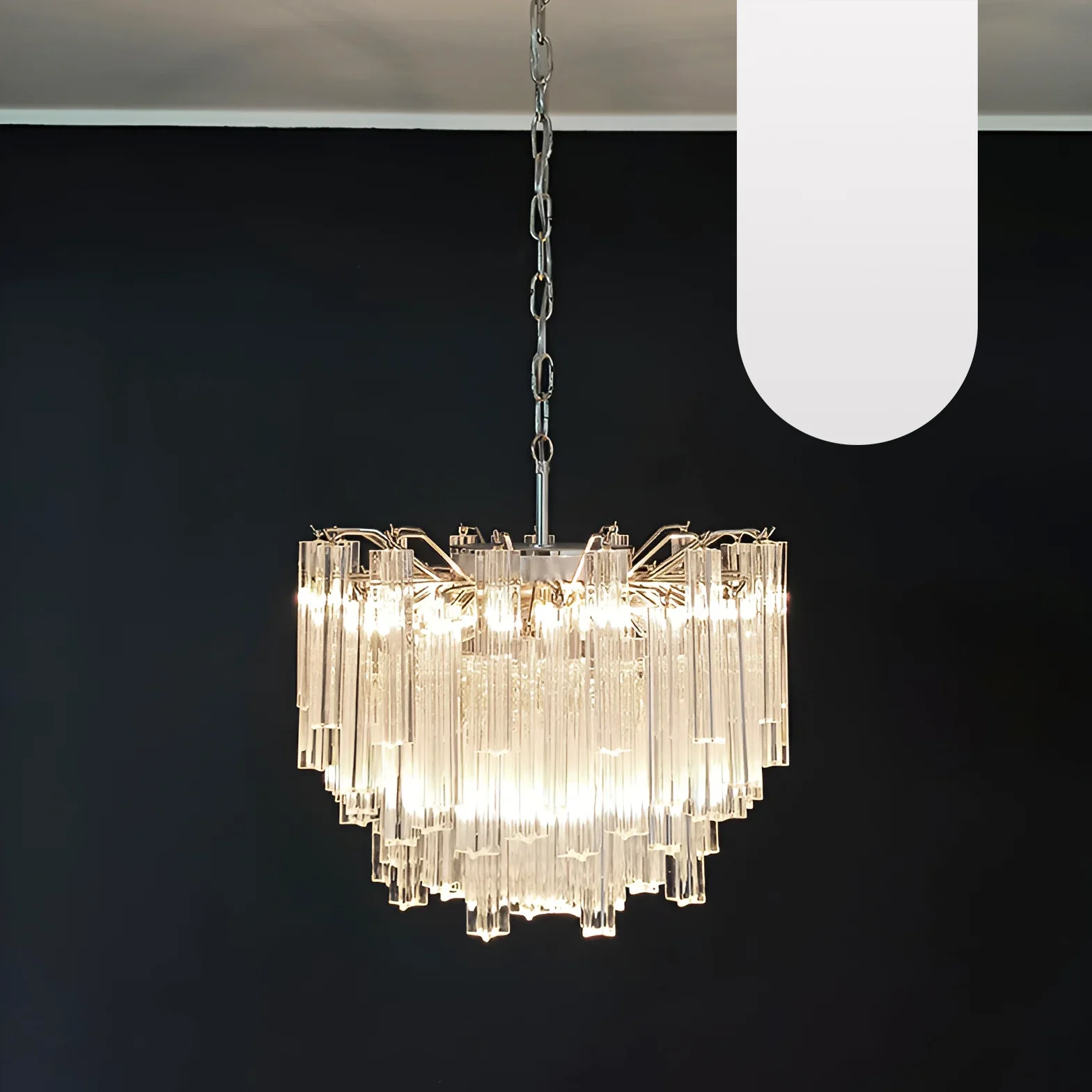 Gorgeous Murano Quadriedri Prisms Transparent Chandelier - Image 19