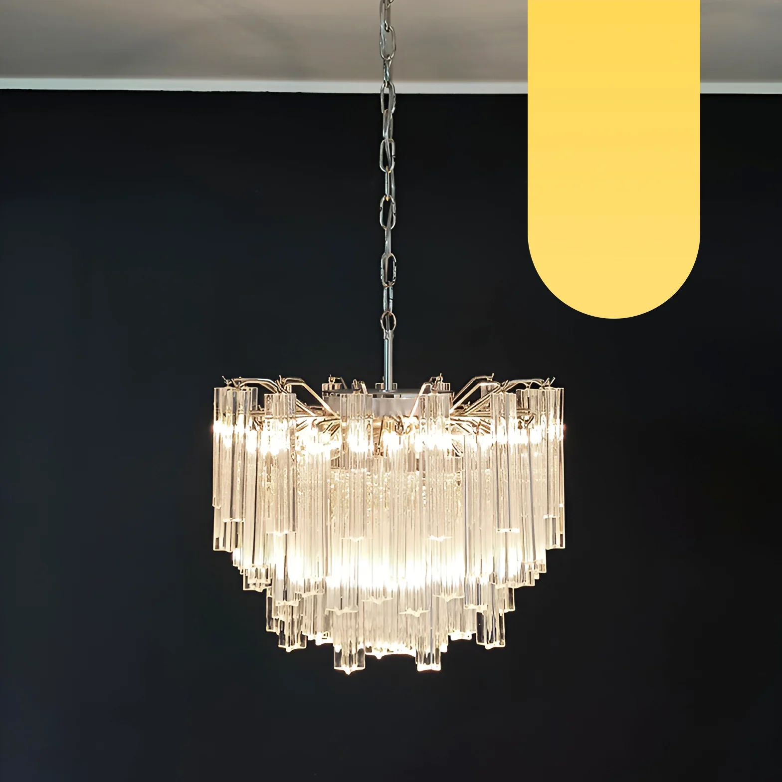 Gorgeous Murano Quadriedri Prisms Transparent Chandelier - Image 20