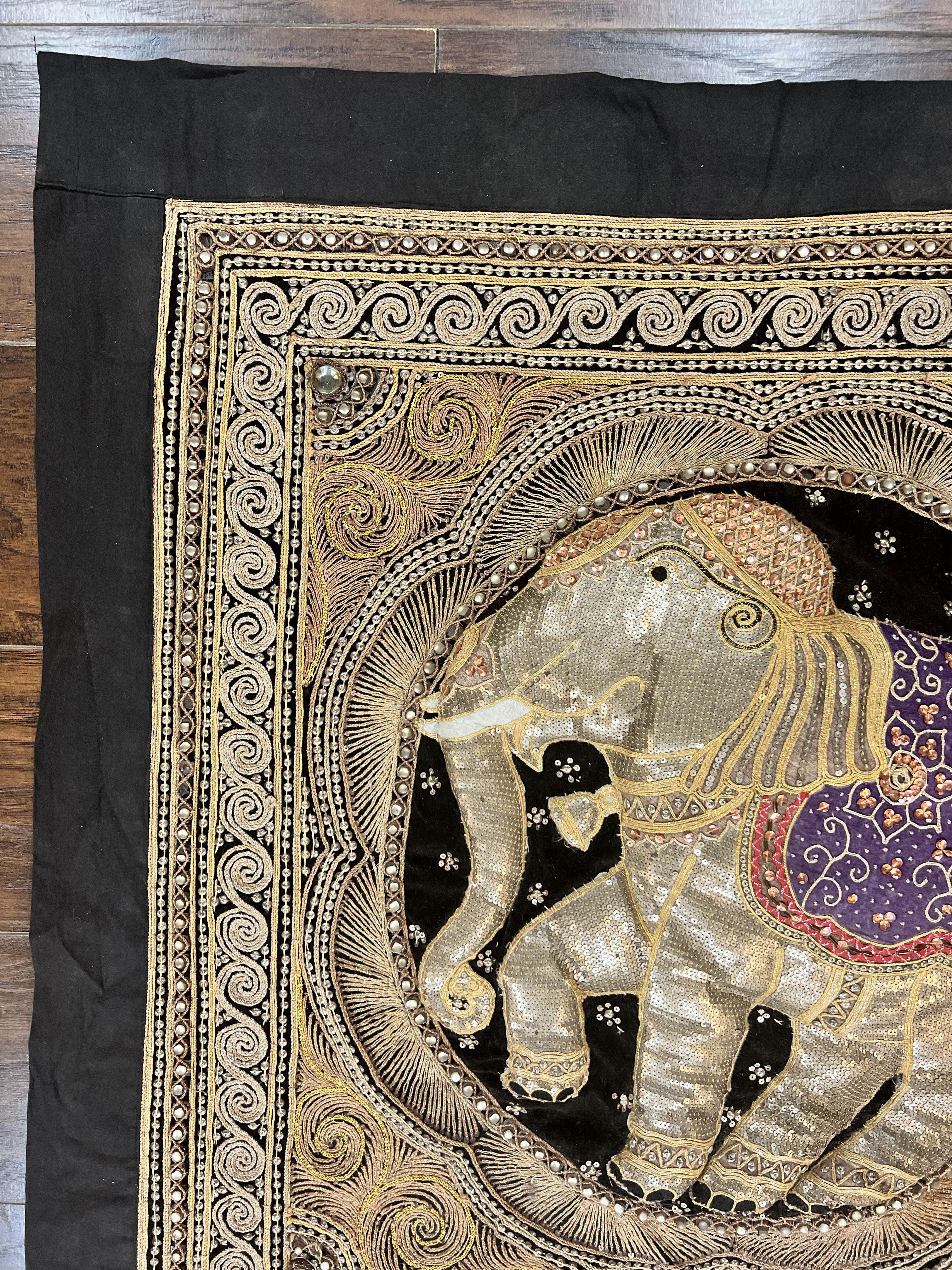 Indian Embroidery 3x3, Elephant Design, Detailed Needlepoint, Beadwork - Image 5