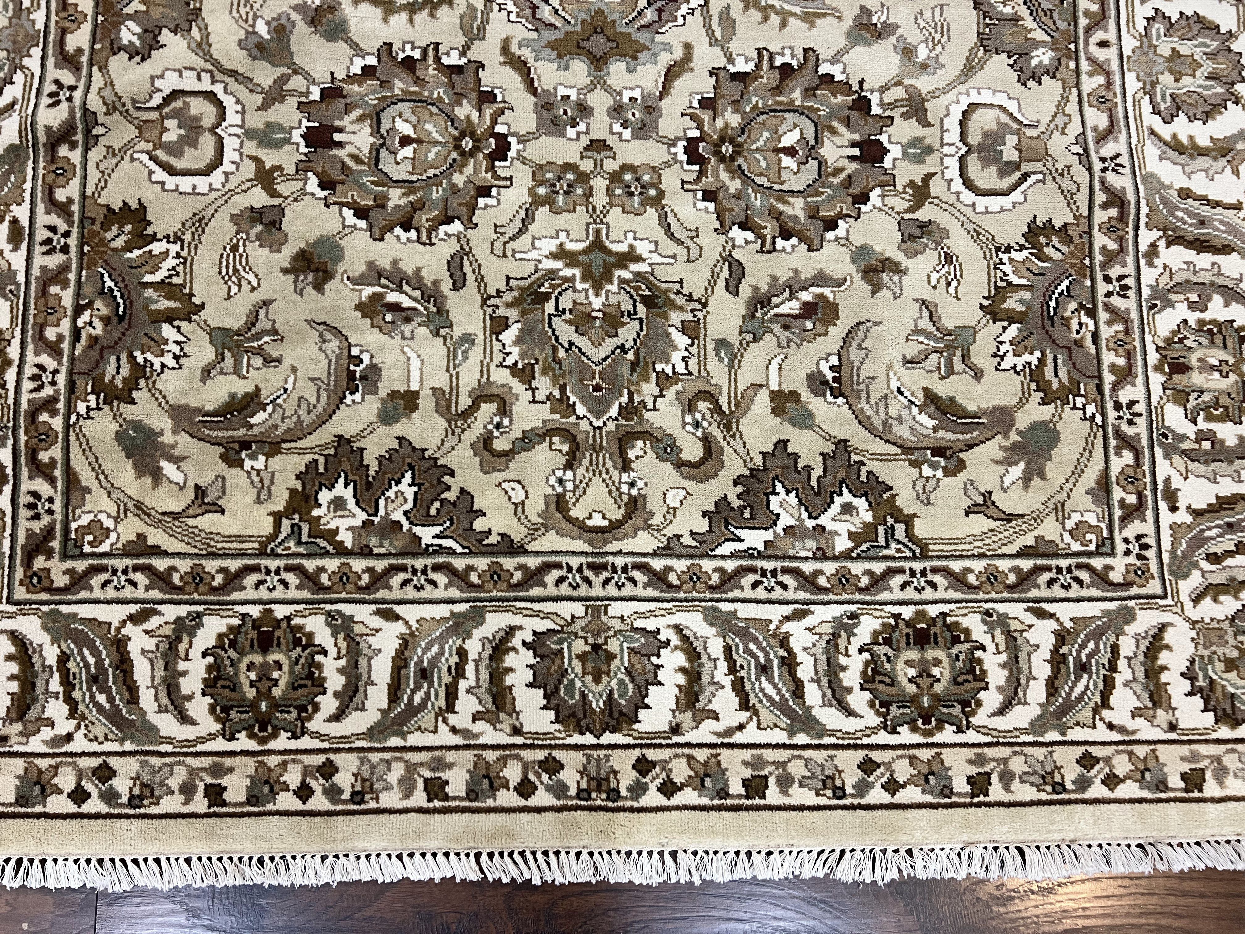 Indo Mahal Rug 6x9, Indian Carpet 6 x 9 ft, Light Green and Ivory, Floral Allover, Wool Oriental Carpet, Traditional Rug, Handmade - Image 5