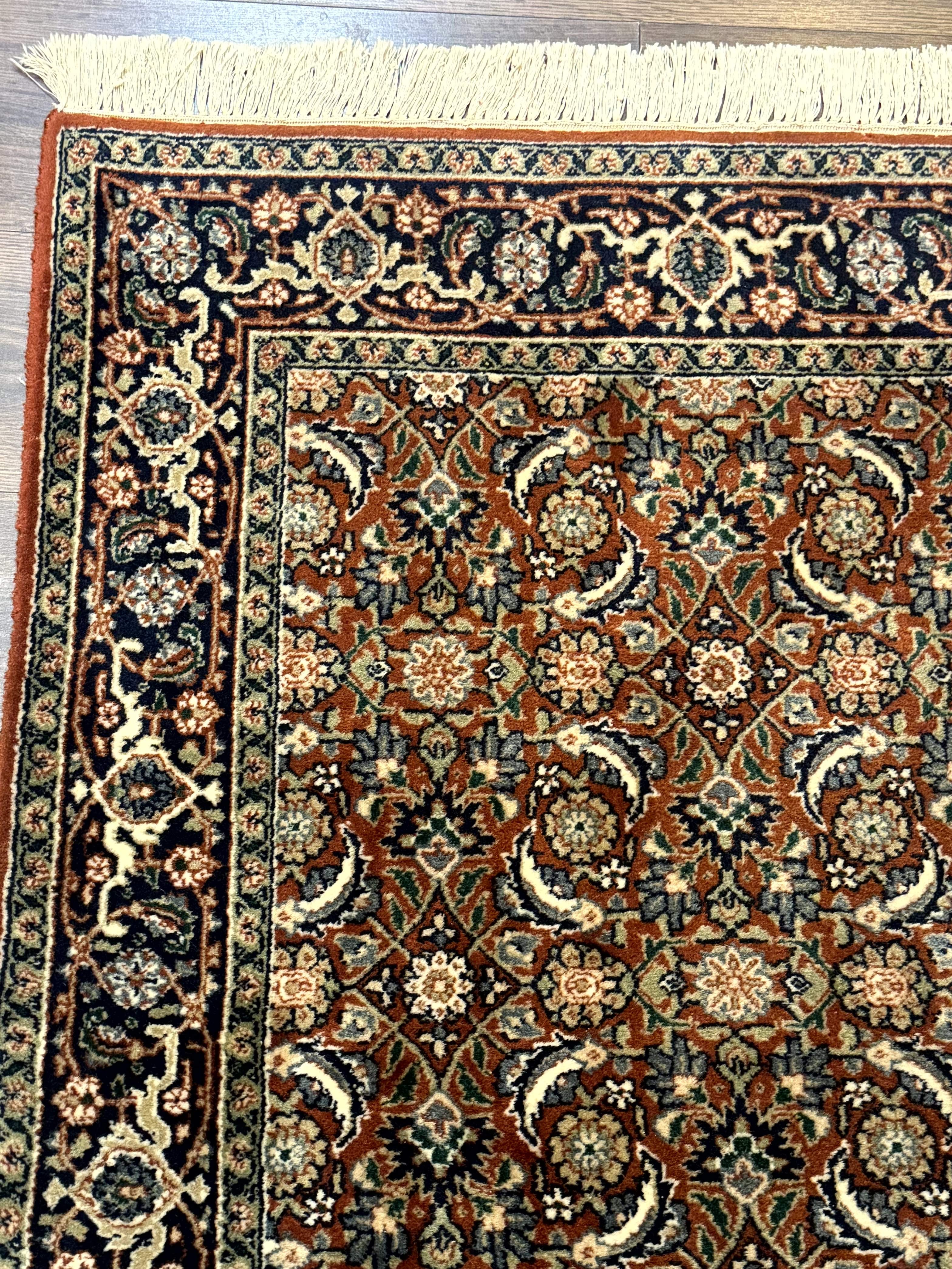 Indo Persian Bijar Rug 3x5, Red and Navy Blue, Allover Pattern, Fine Hand Knotted Wool Carpet - Image 6