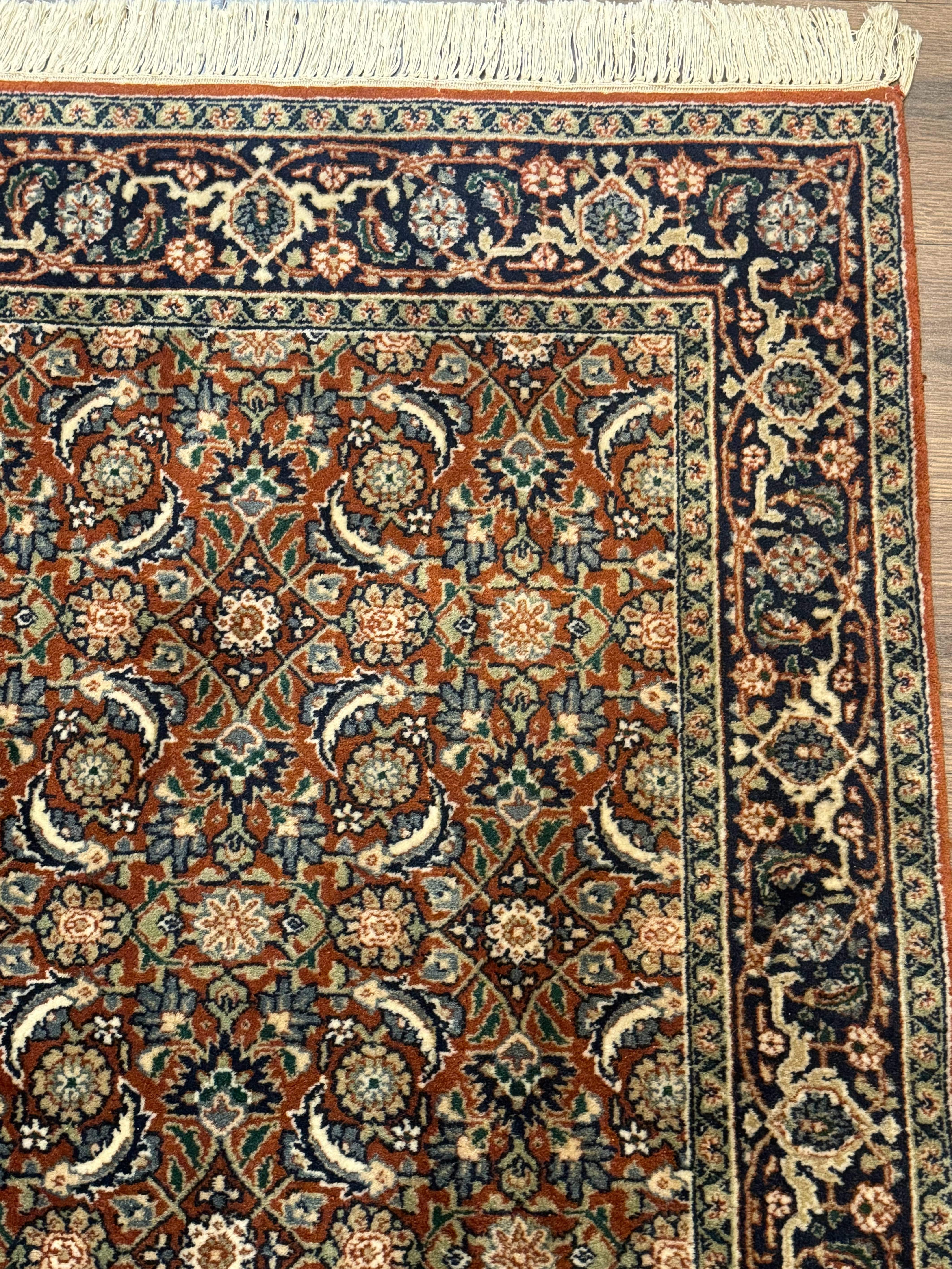 Indo Persian Bijar Rug 3x5, Red and Navy Blue, Allover Pattern, Fine Hand Knotted Wool Carpet - Image 7