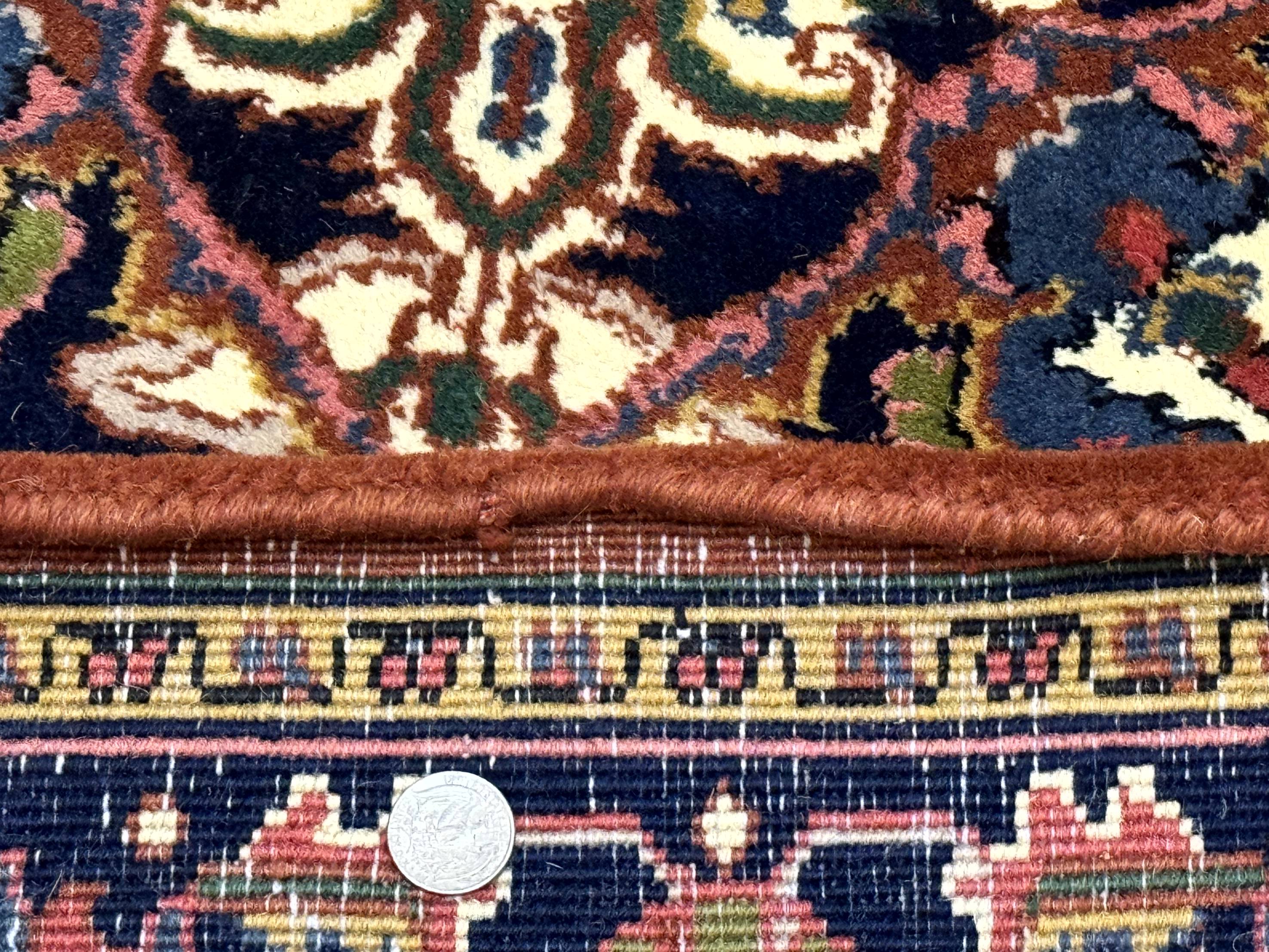 Indo Persian Heriz Rug 4x6, Rust Red Navy Blue and Cream - Image 10