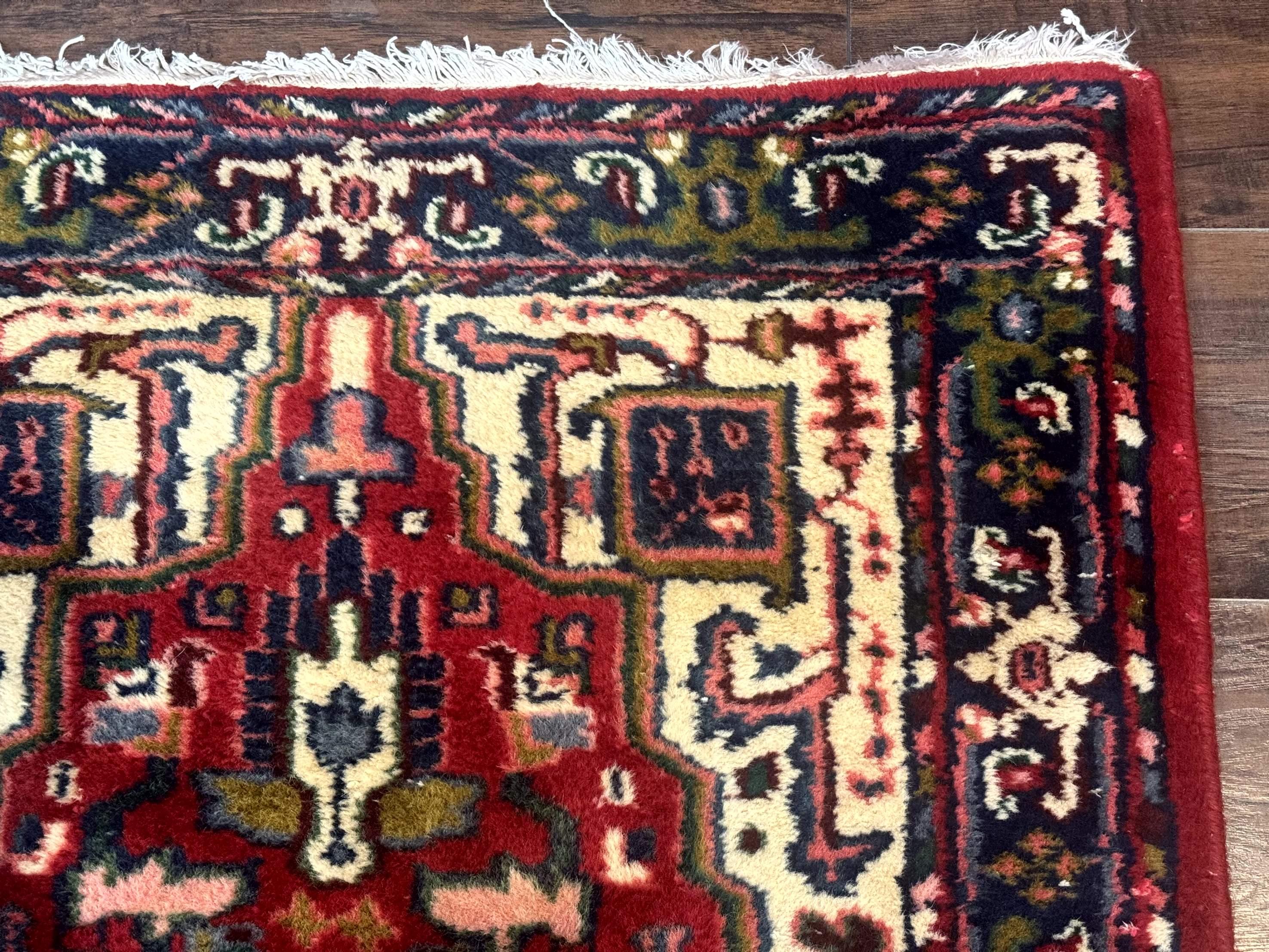 Indo Persian Heriz Runner Rug 3 x 17, Geometric Long Runner Carpet for Hallway, Medallions, Wool Runner Rug 3x17 - Image 7