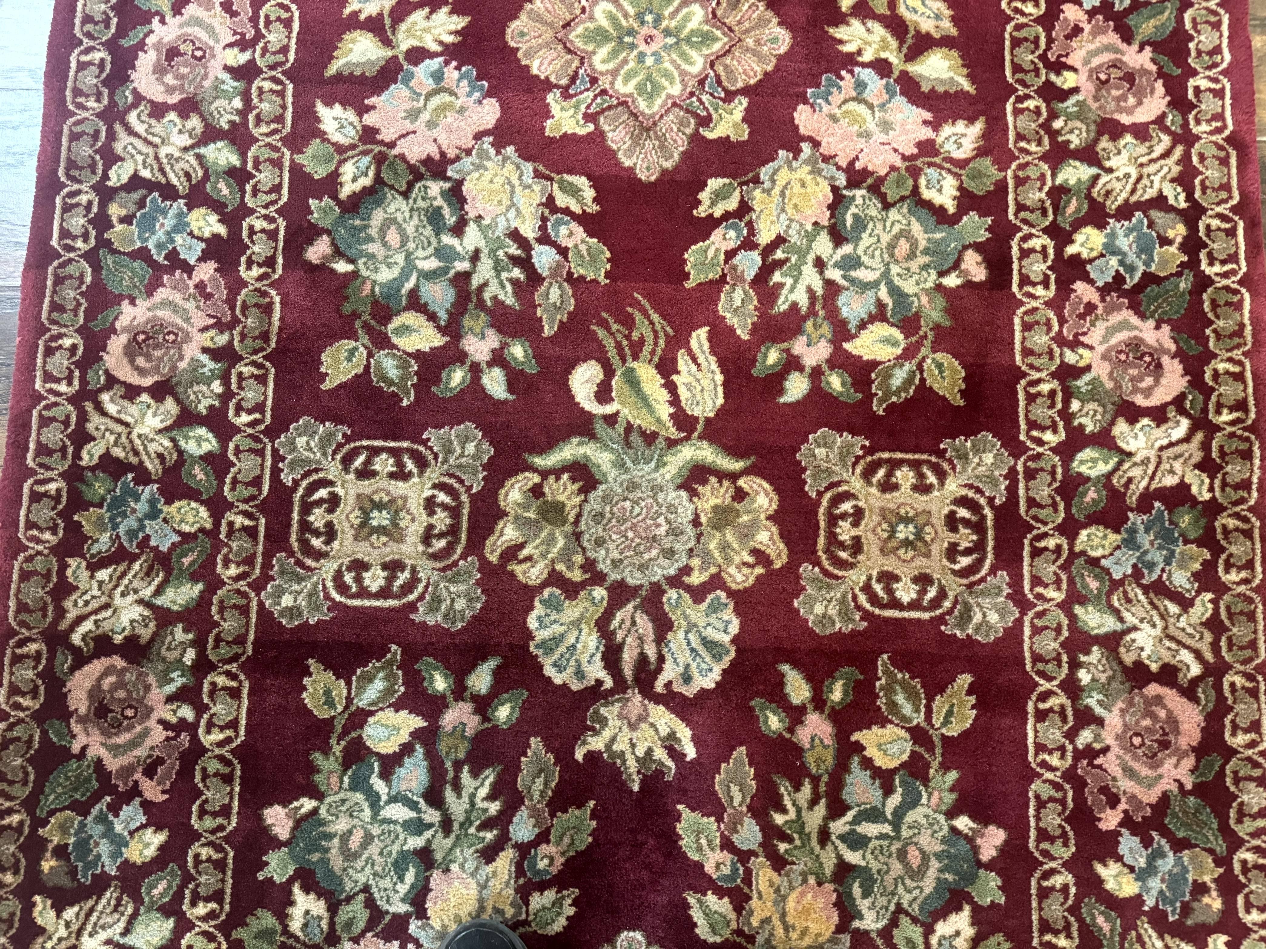 Indo Persian Kerman Rug 4x6, Burgundy, Floral - Image 4