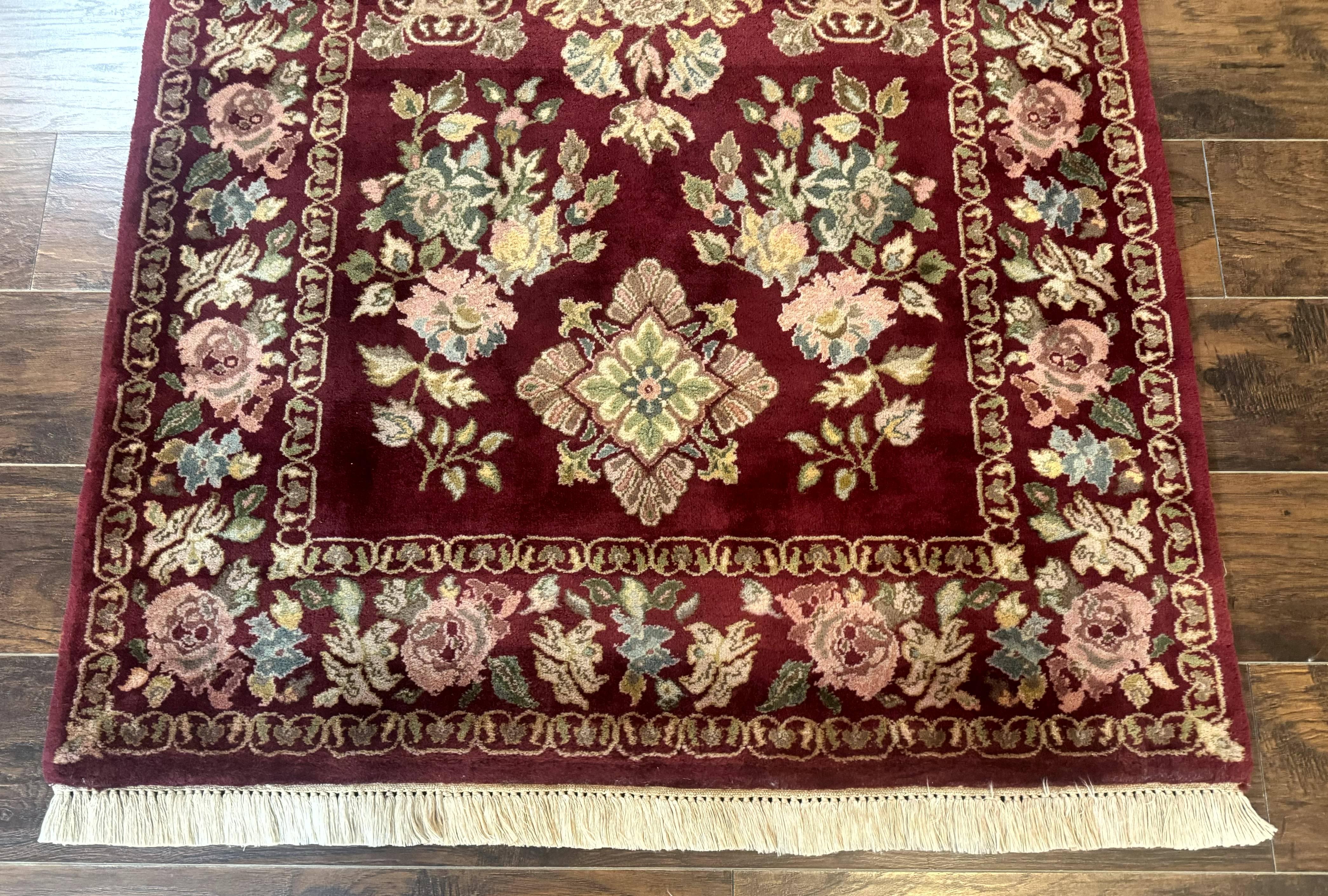 Indo Persian Kerman Rug 4x6, Burgundy, Floral - Image 5