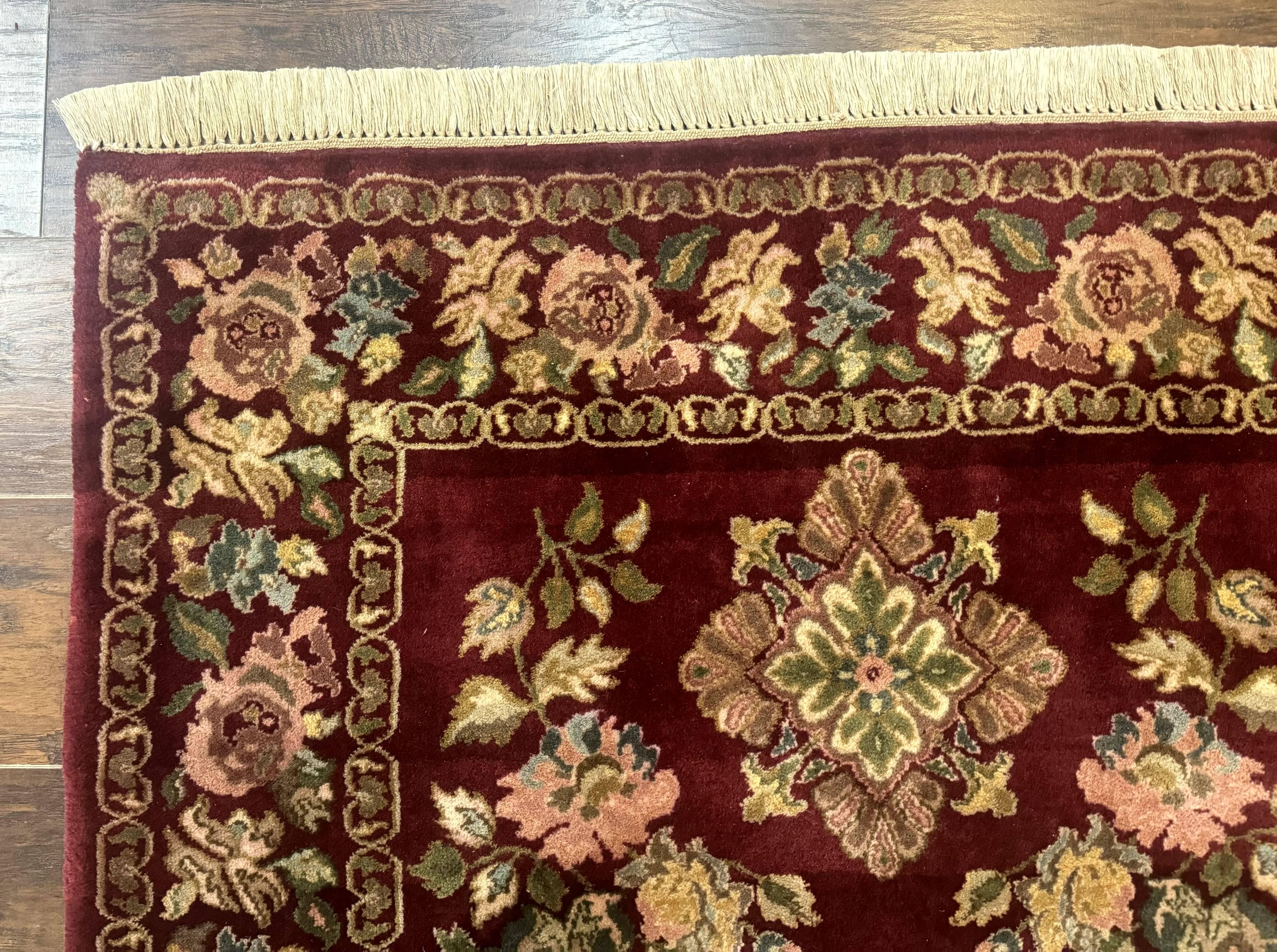Indo Persian Kerman Rug 4x6, Burgundy, Floral - Image 6