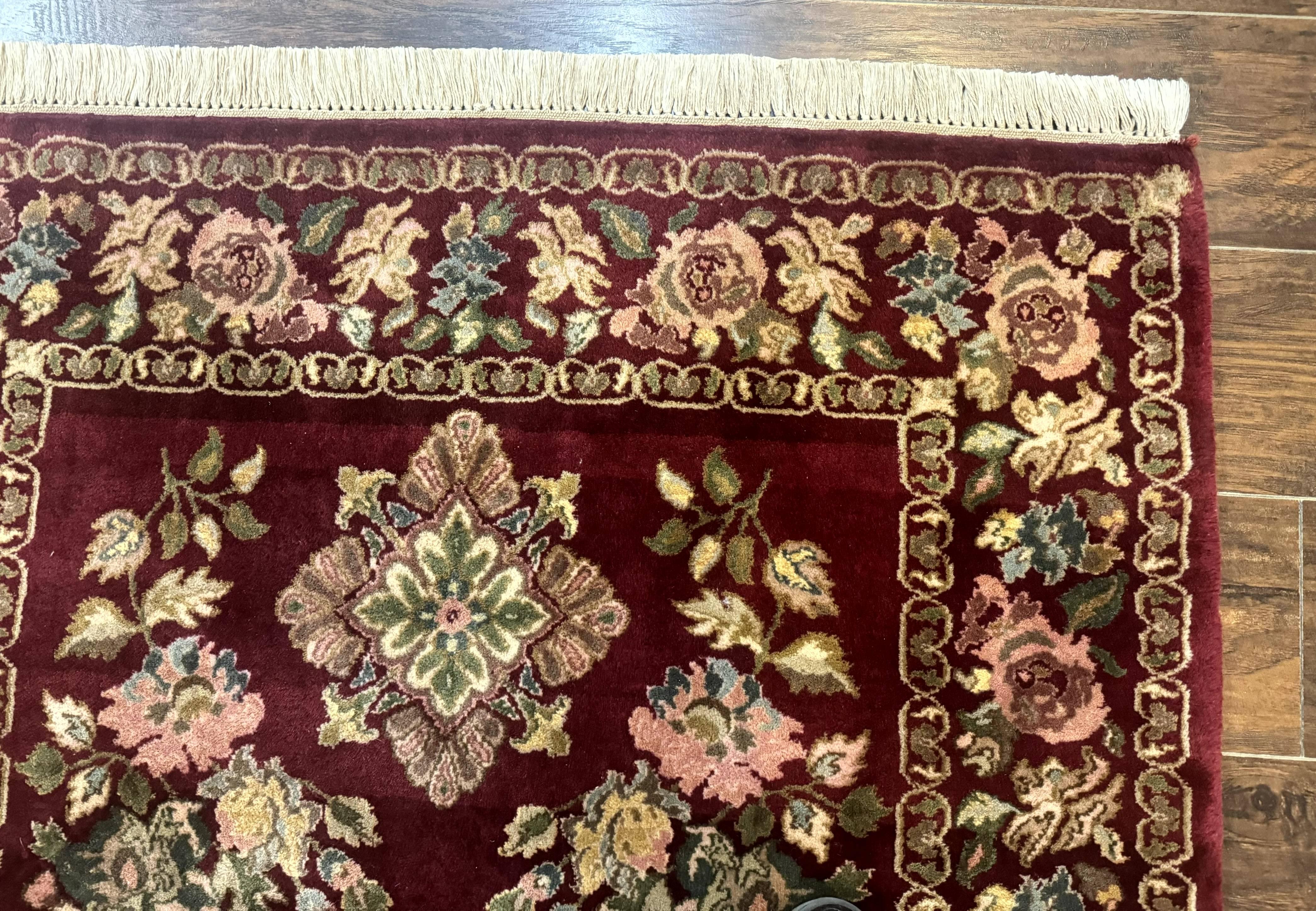 Indo Persian Kerman Rug 4x6, Burgundy, Floral - Image 7