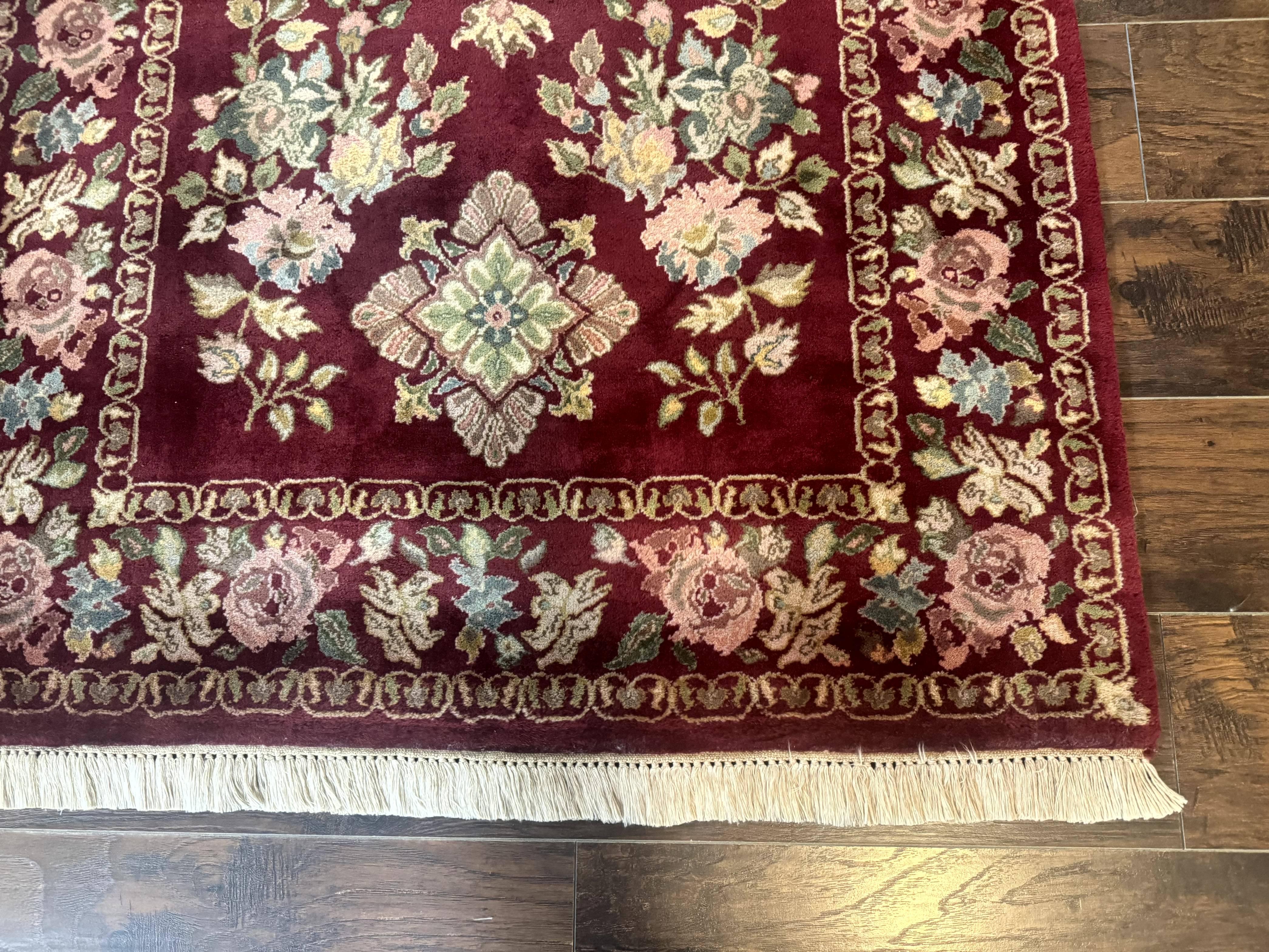 Indo Persian Kerman Rug 4x6, Burgundy, Floral - Image 9