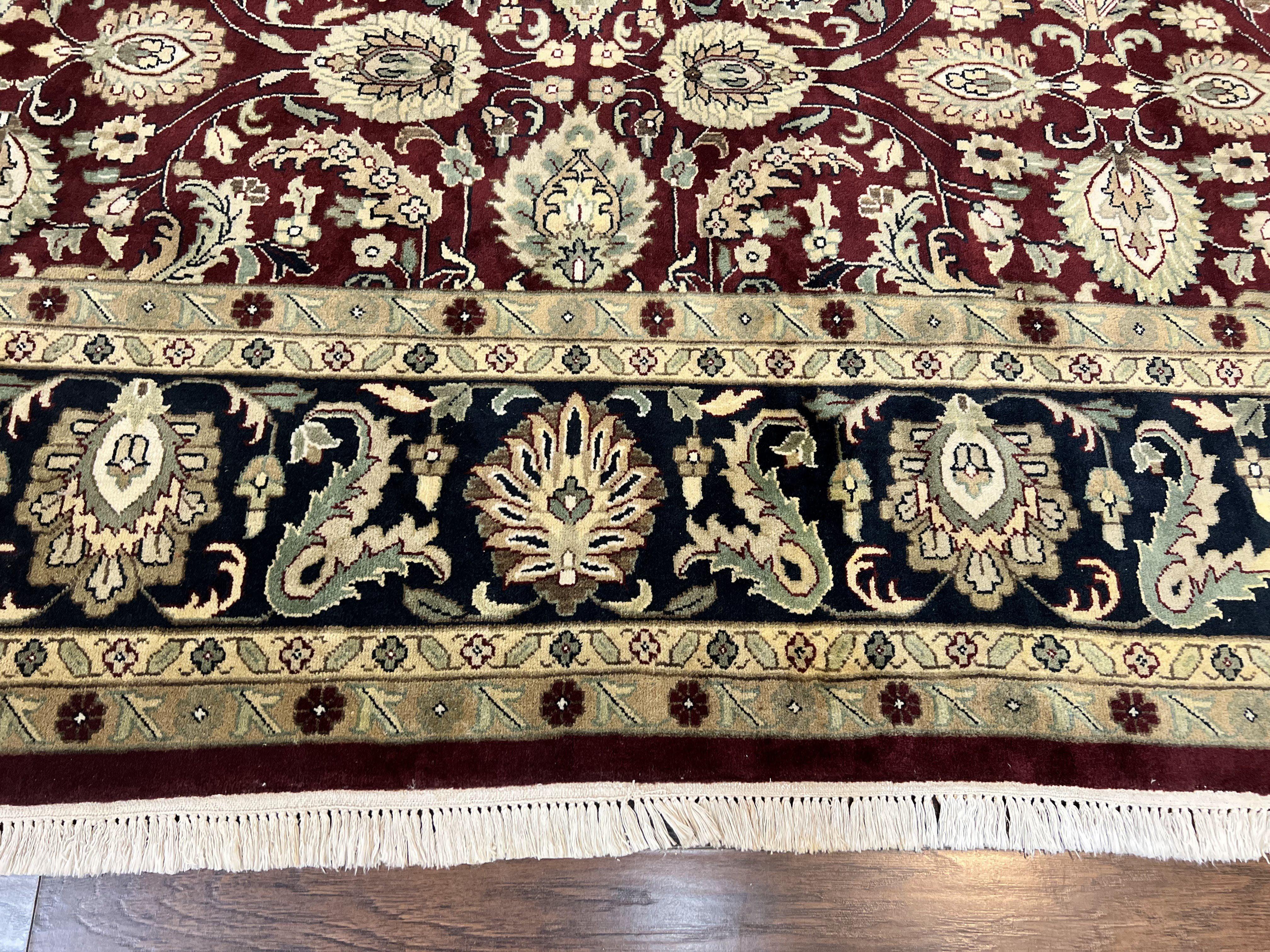 Indo Persian Rug 10x14, Floral Allover, Maroon, Handmade Hand Knotted VIntage Wool Rug, Large Oriental Carpet - Image 5