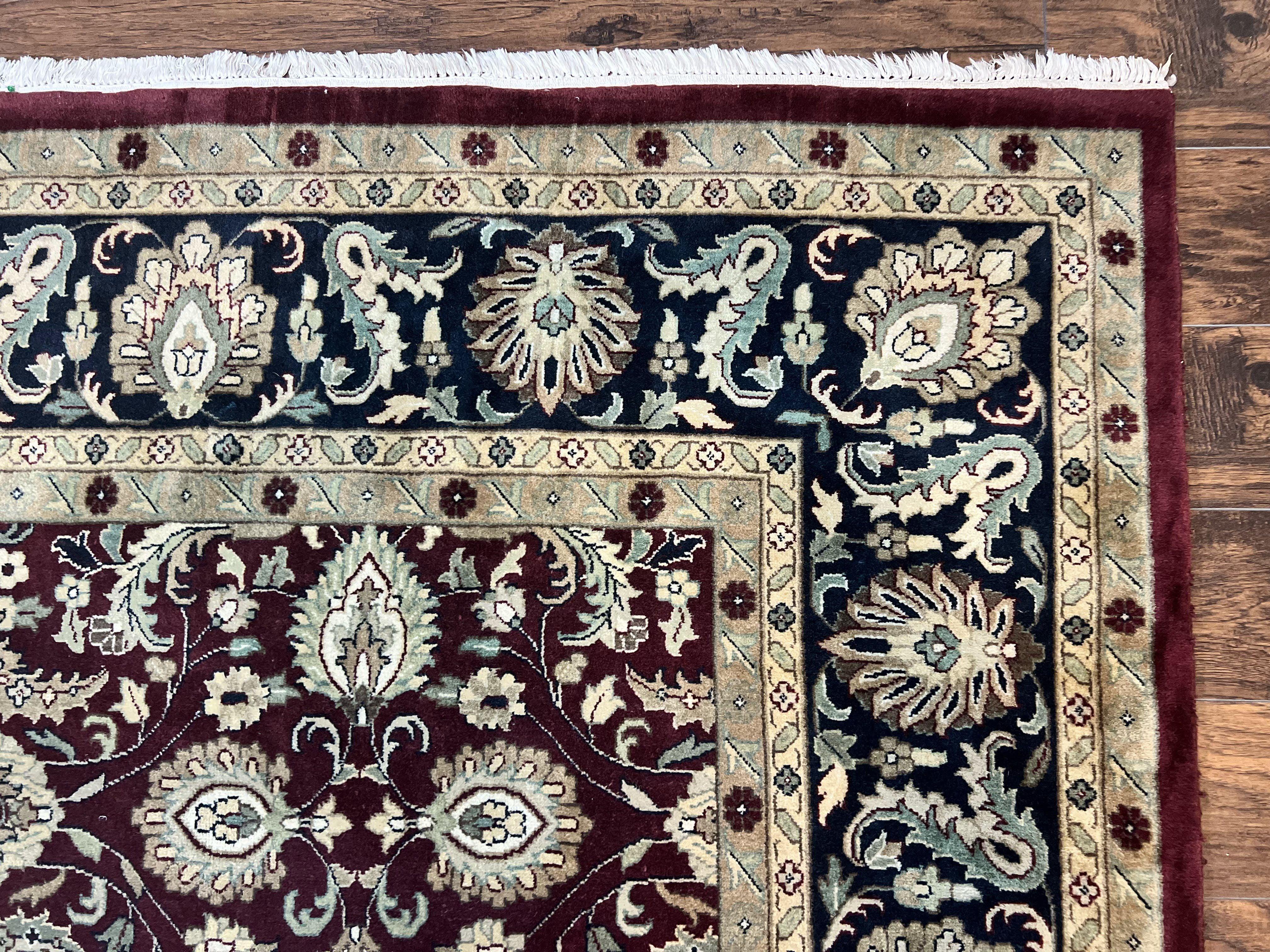 Indo Persian Rug 10x14, Floral Allover, Maroon, Handmade Hand Knotted VIntage Wool Rug, Large Oriental Carpet - Image 7