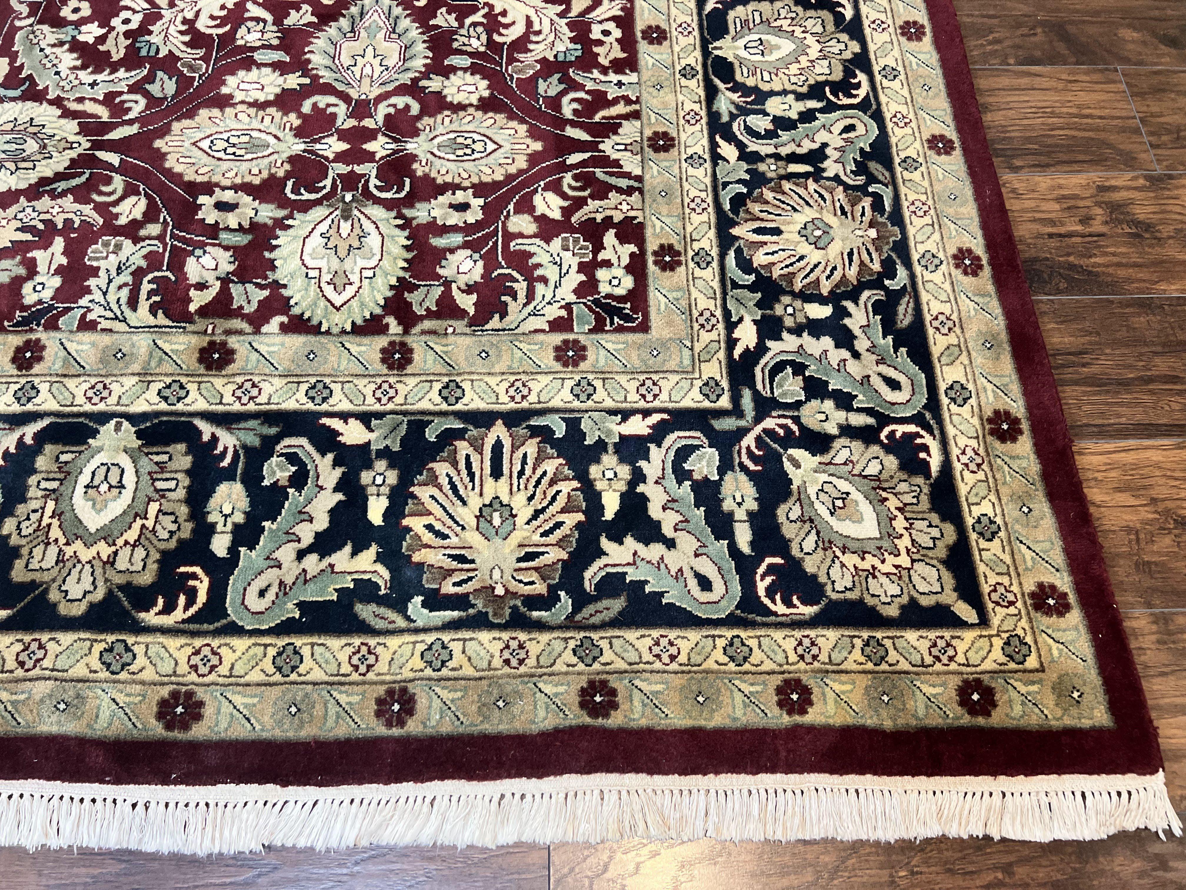Indo Persian Rug 10x14, Floral Allover, Maroon, Handmade Hand Knotted VIntage Wool Rug, Large Oriental Carpet - Image 9