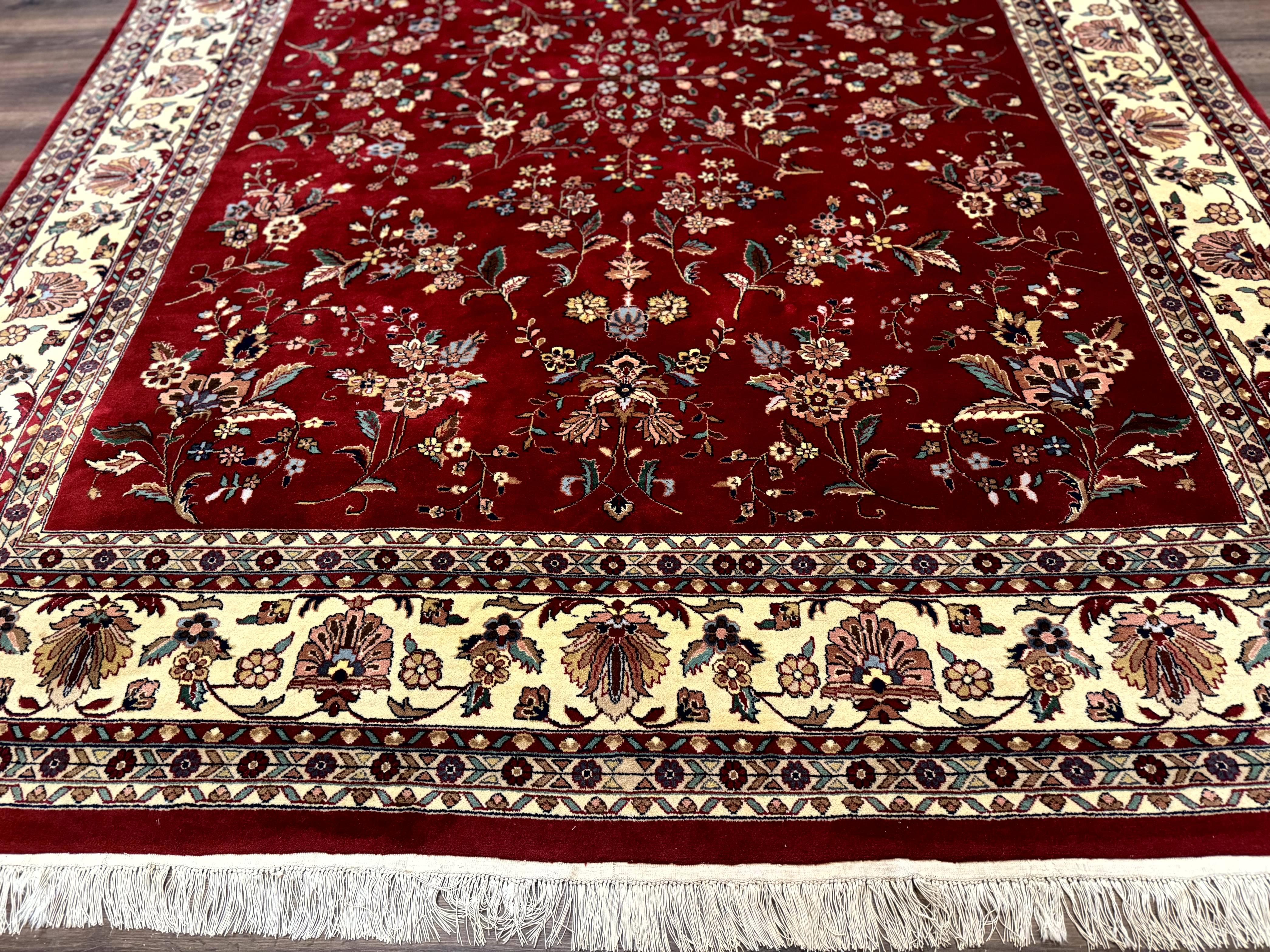 Indo Persian Rug 8x10, Red and Cream, Floral, Pande Cameron - Image 5