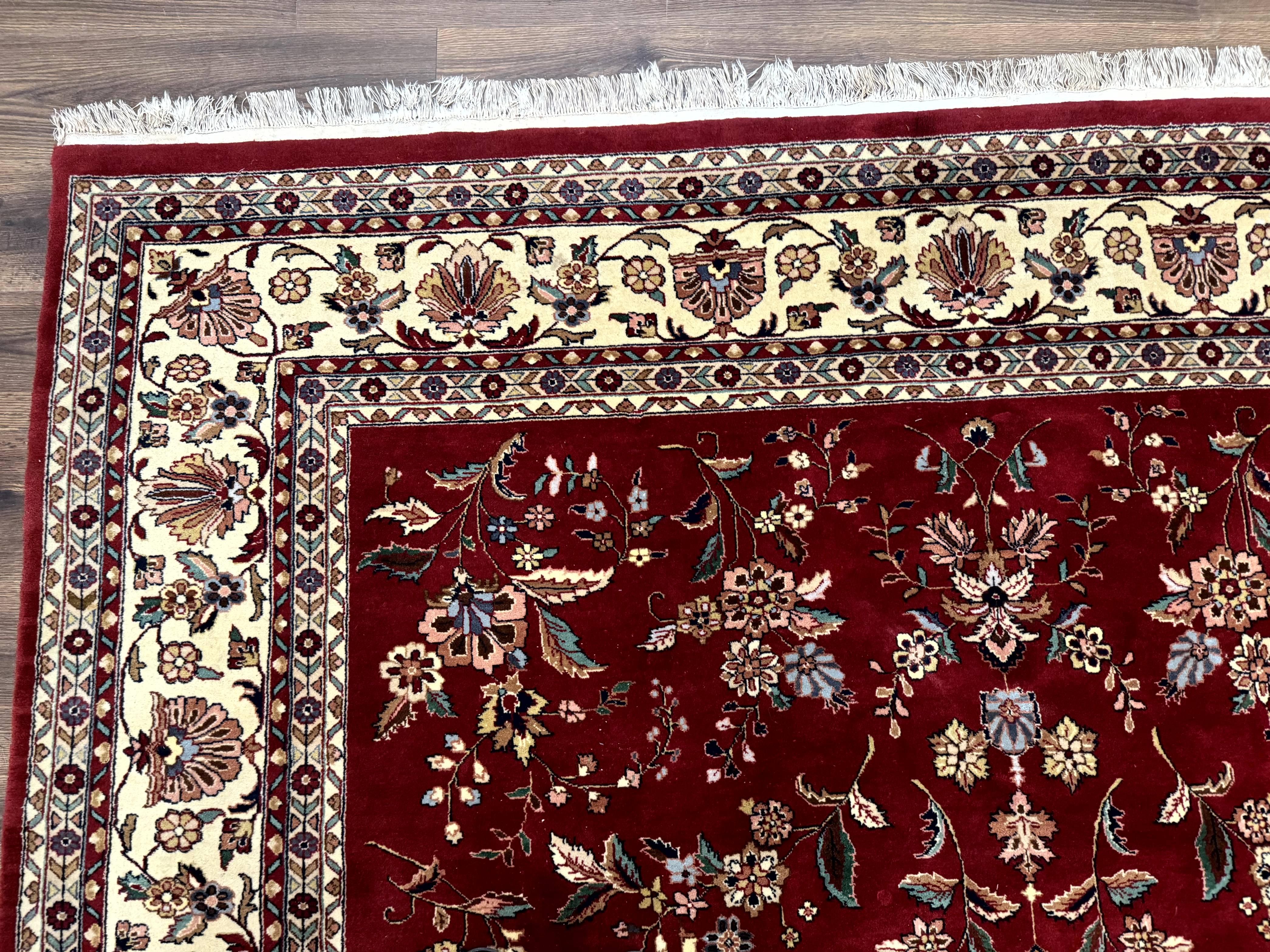 Indo Persian Rug 8x10, Red and Cream, Floral, Pande Cameron - Image 6