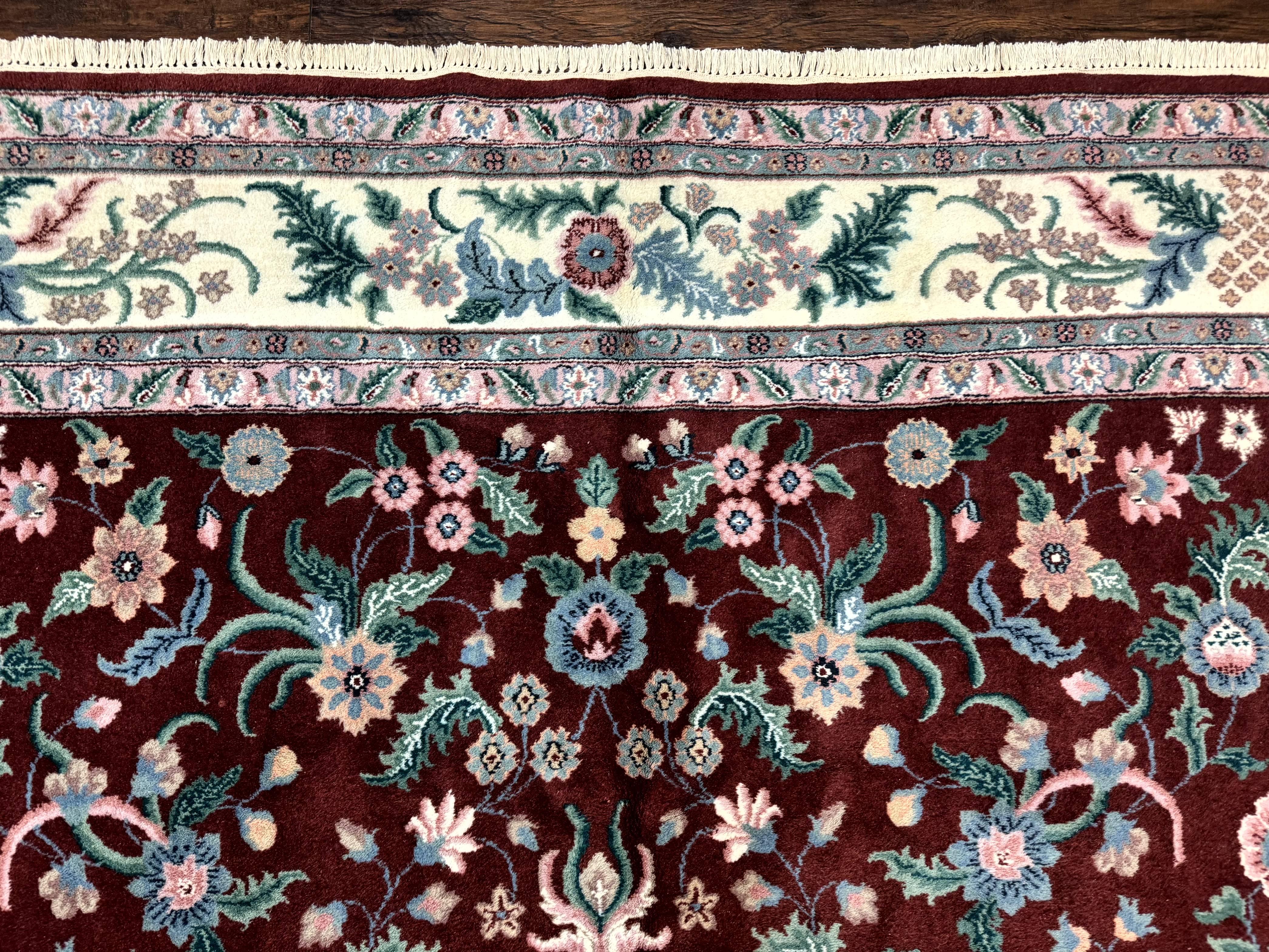 Indo Persian Rug 8x10, Red and Ivory, Floral Allover, Handmade Wool Area Rug - Image 3