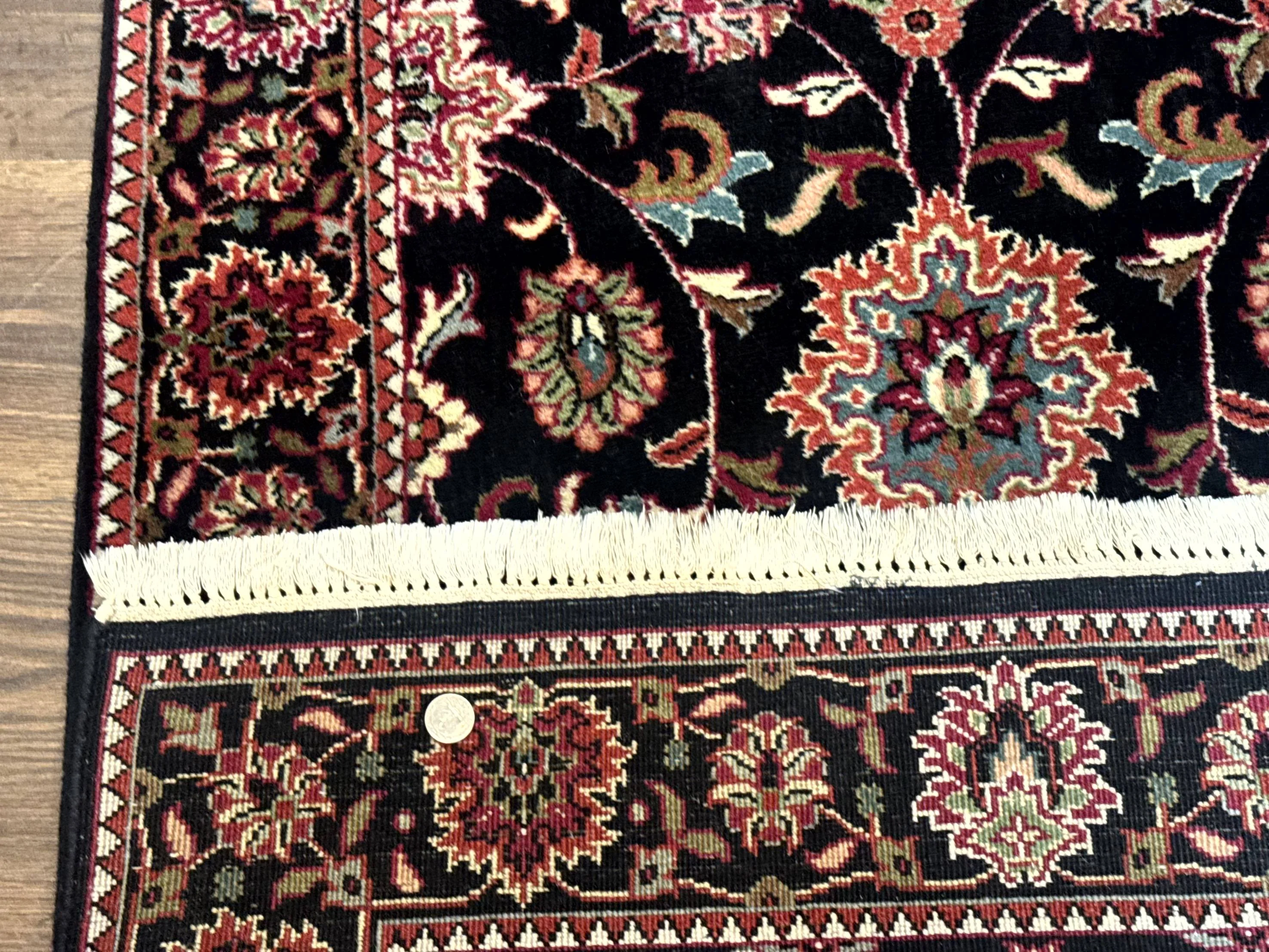 Indo Persian Sarouk Rug 3x5, Black Traditional Oriental Carpet - Image 10
