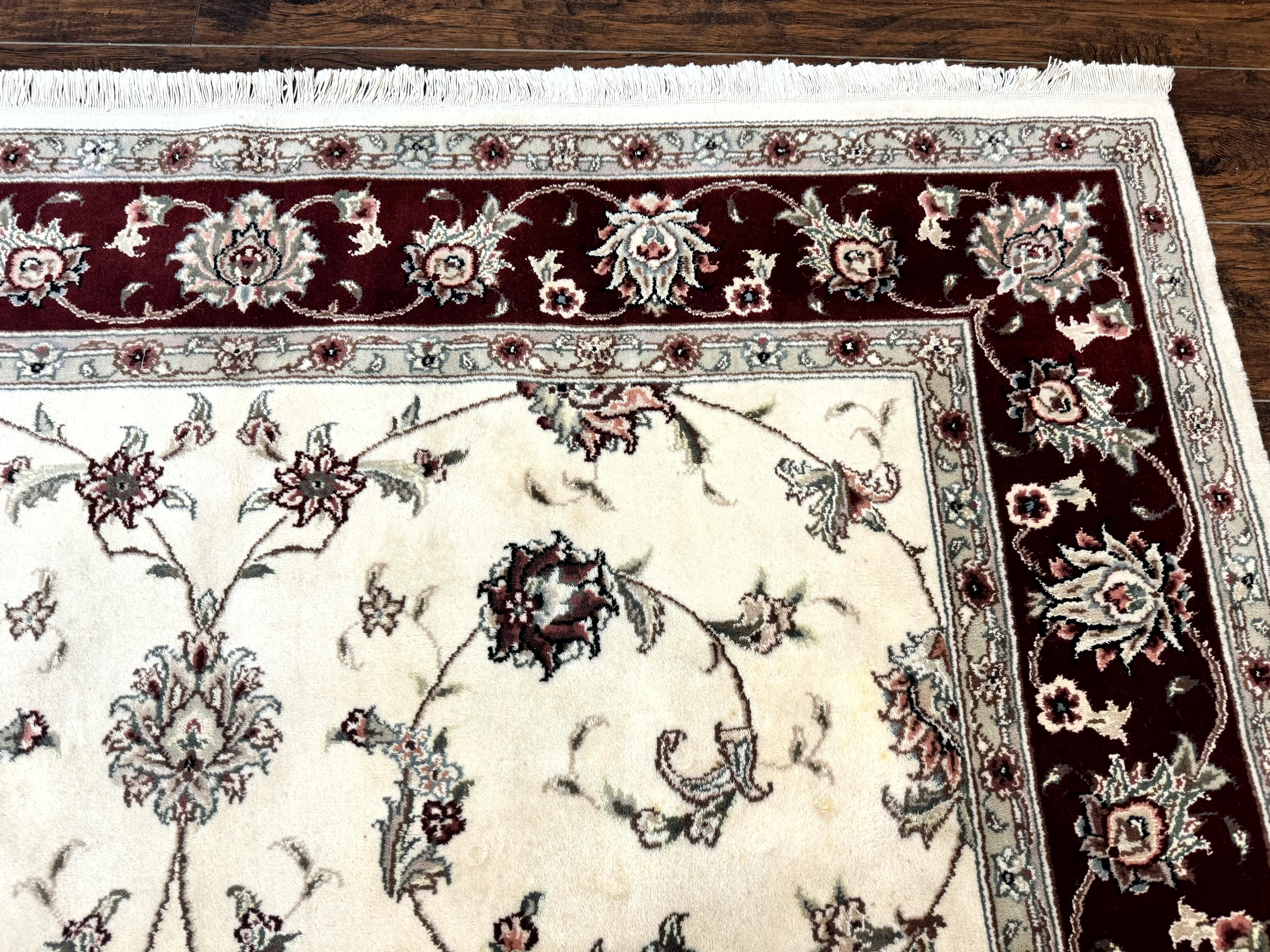 Ivory and Burgundy Pak Persian Rug 6x9 - Image 7