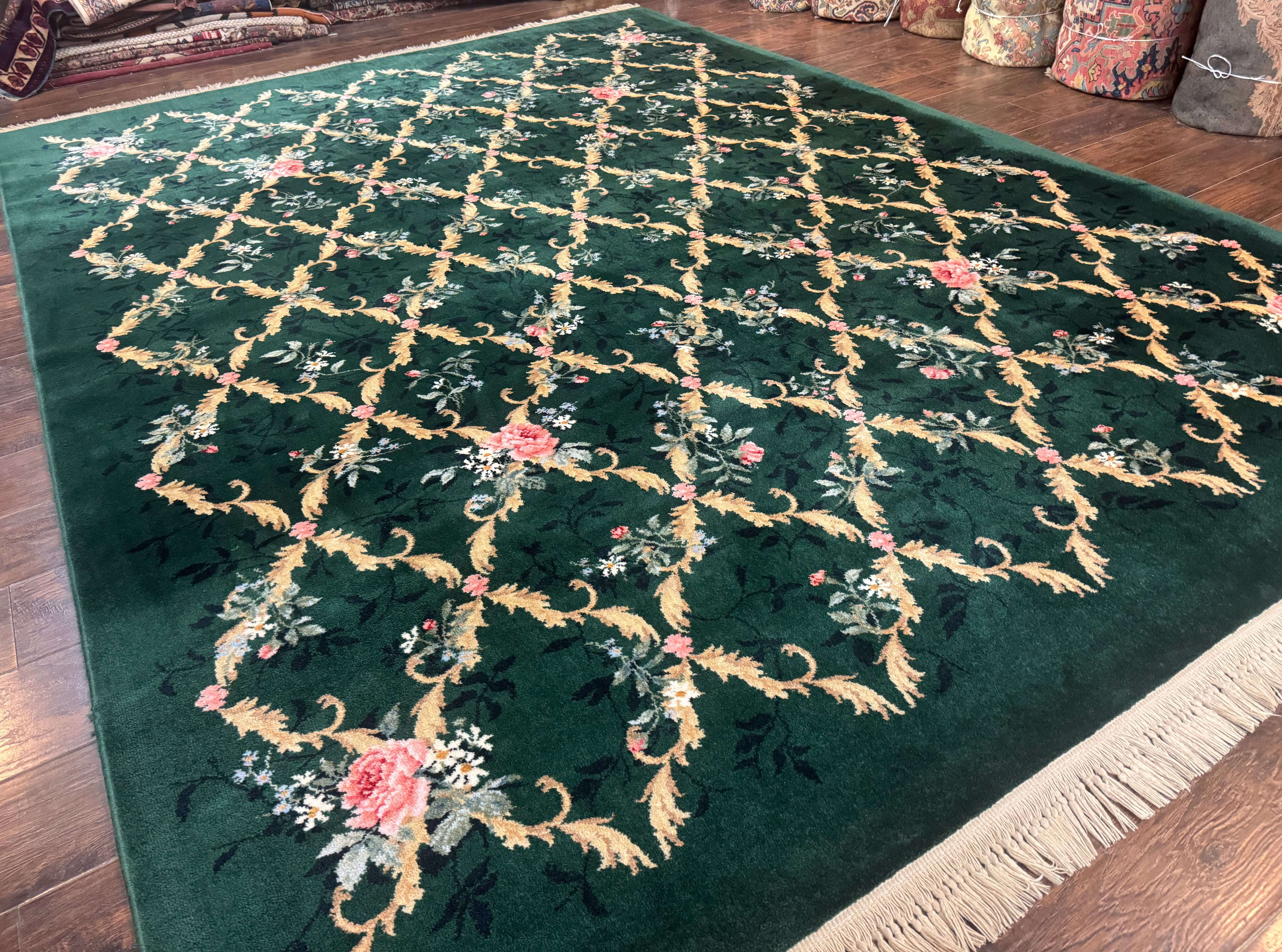 Karastan Garden of Eden Rug 8.8 x 11.8, Green Savonnerie 509/1733, Wool - Image 14