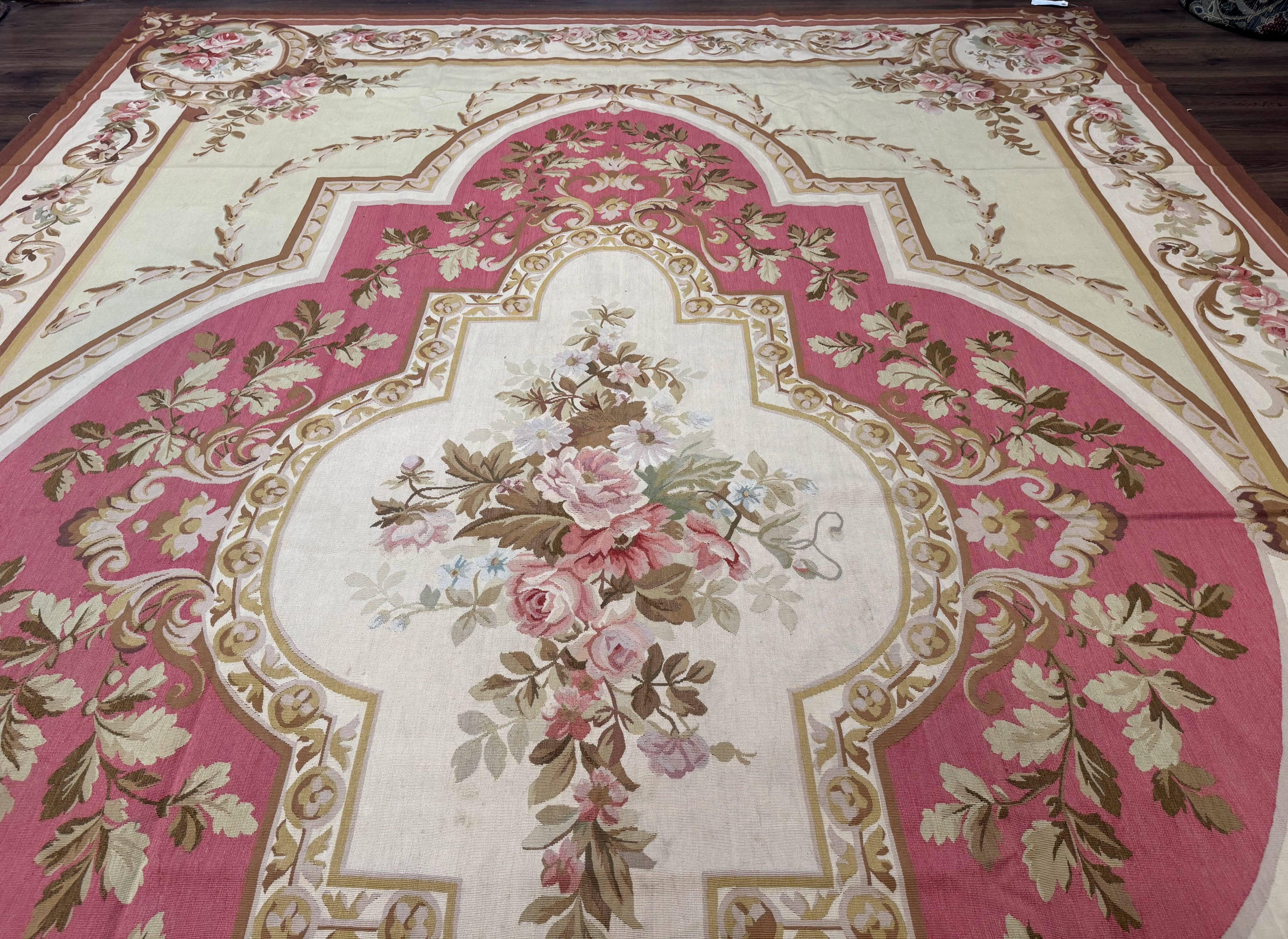 Large Aubusson Rug 10x14, European Elegant French Design, Floral Carpet - Image 4