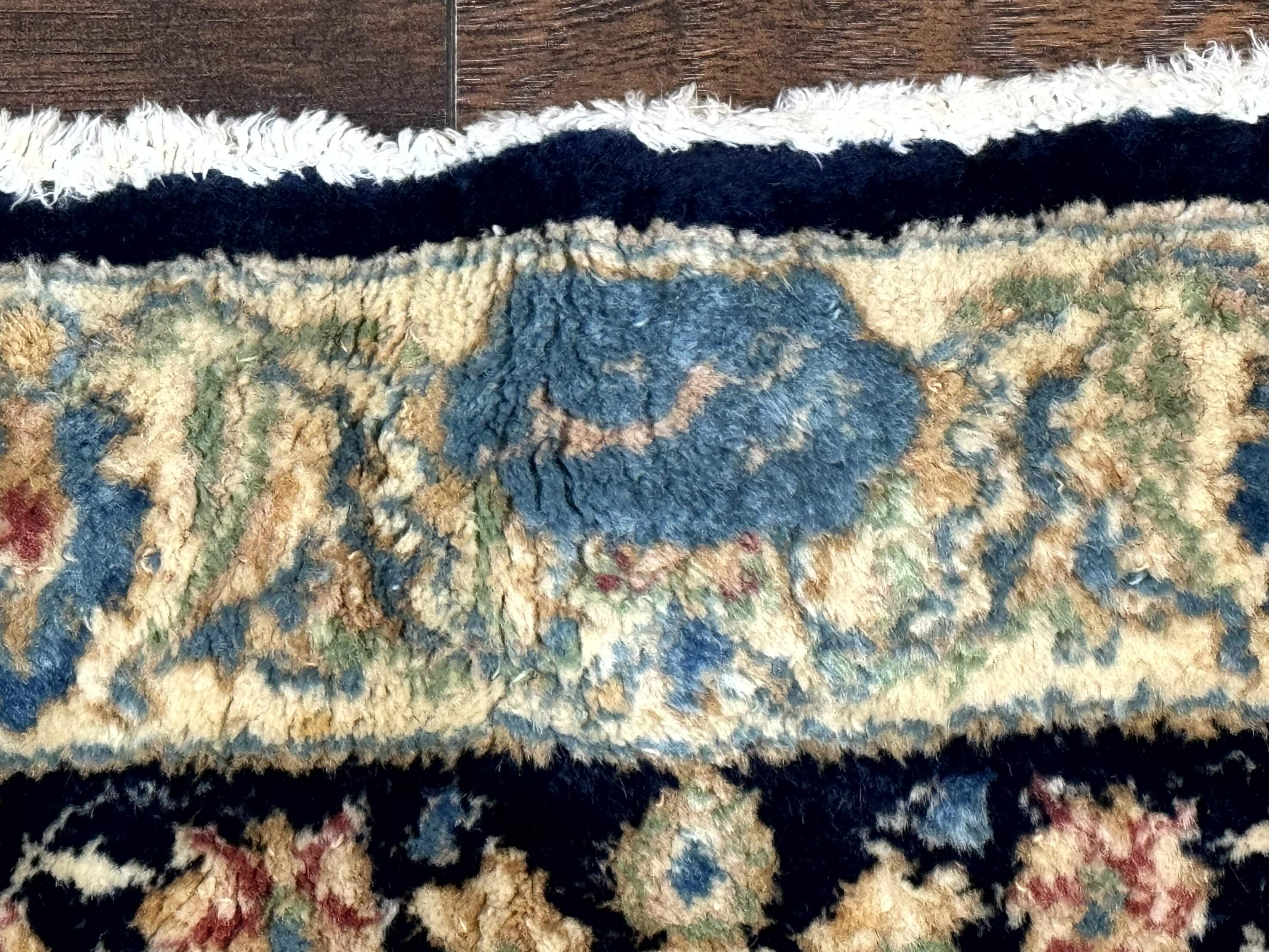 Large Persian Kerman Rug 10x14, Navy Blue and Beige, Floral Medallion, Traditional Elegant Persian Carpet, Signed by Masterweaver - Image 12
