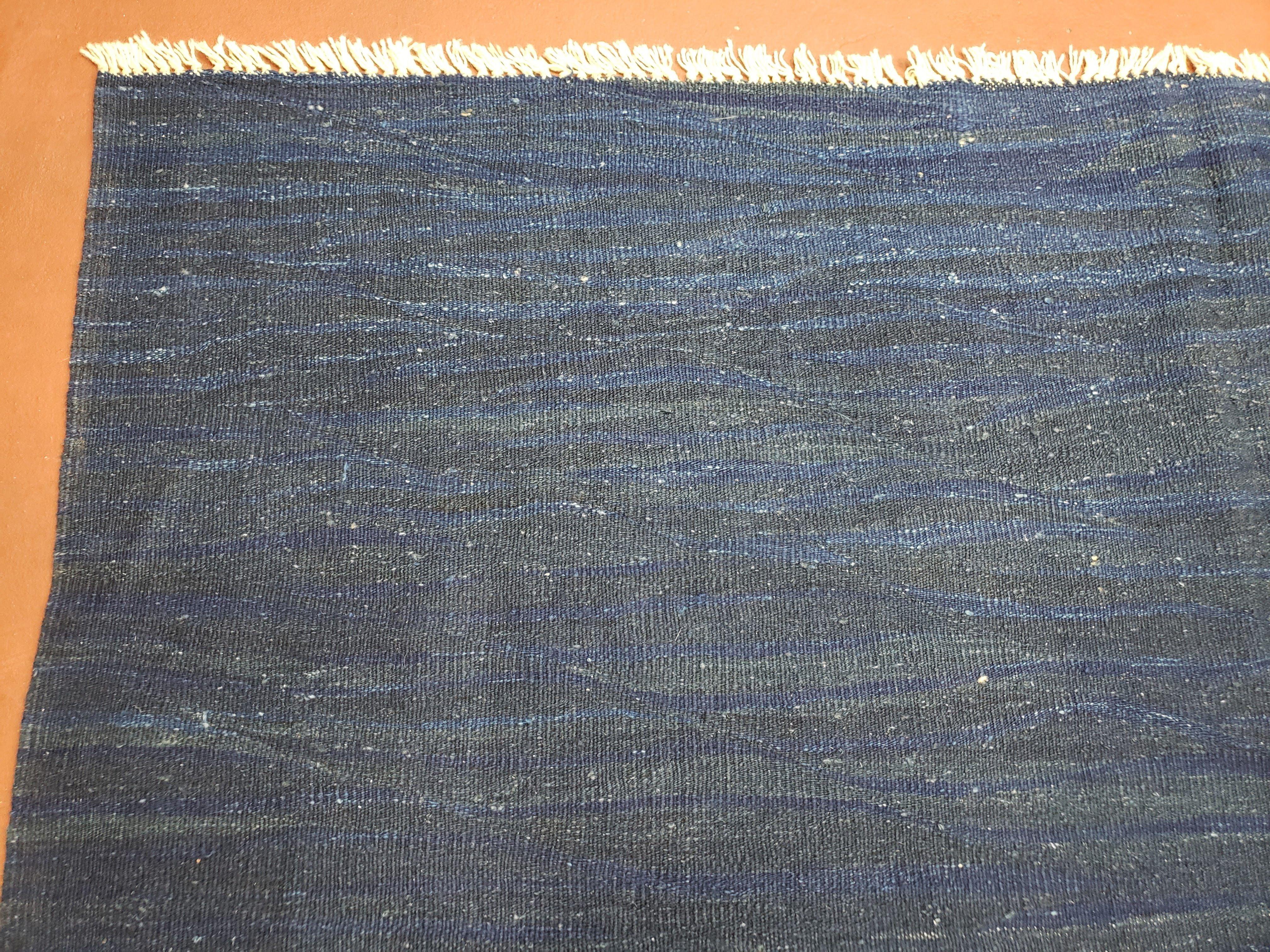 Large Blue Turkish Kilim Rug 7x10, Handmade, Wool - Image 6