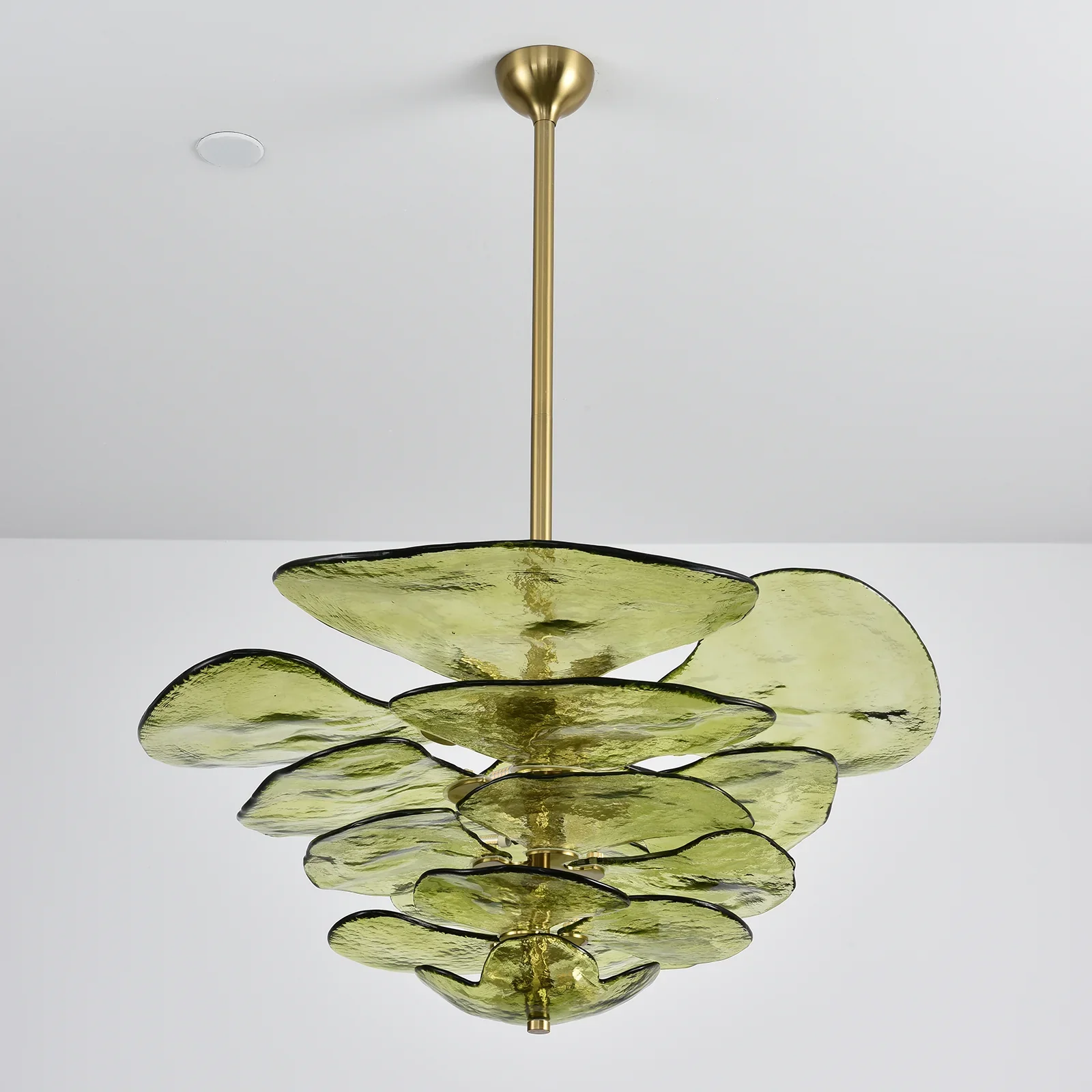 Leaf Shaped Green Textured Glass Chandelier - Image 7