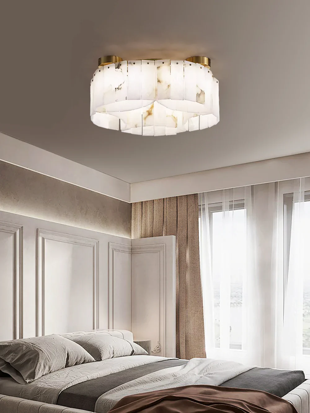 Luxe White Alabaster Ceiling Lamp - Image 10
