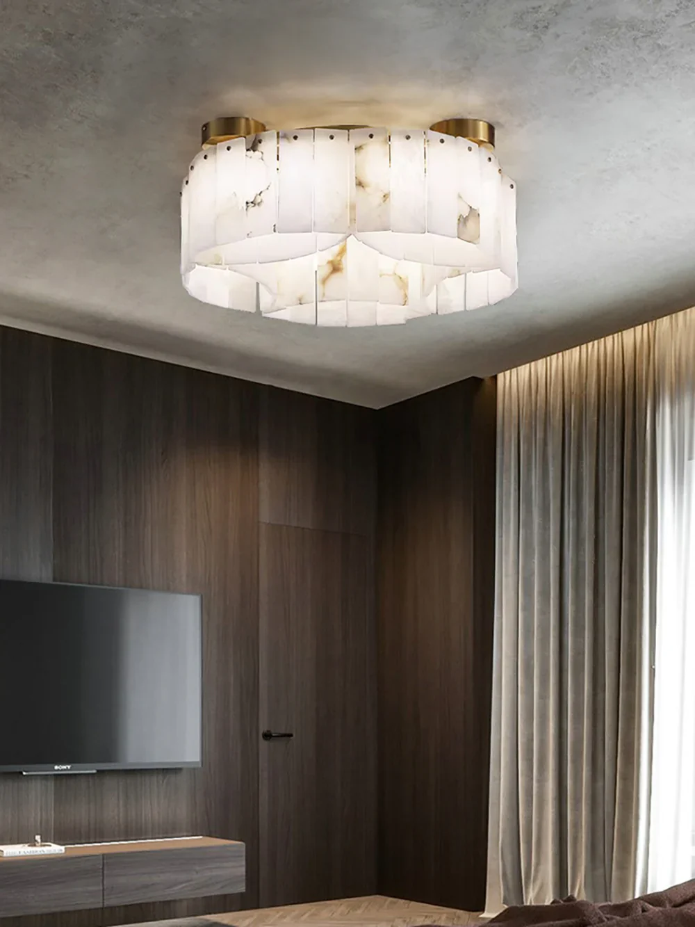 Luxe White Alabaster Ceiling Lamp - Image 11