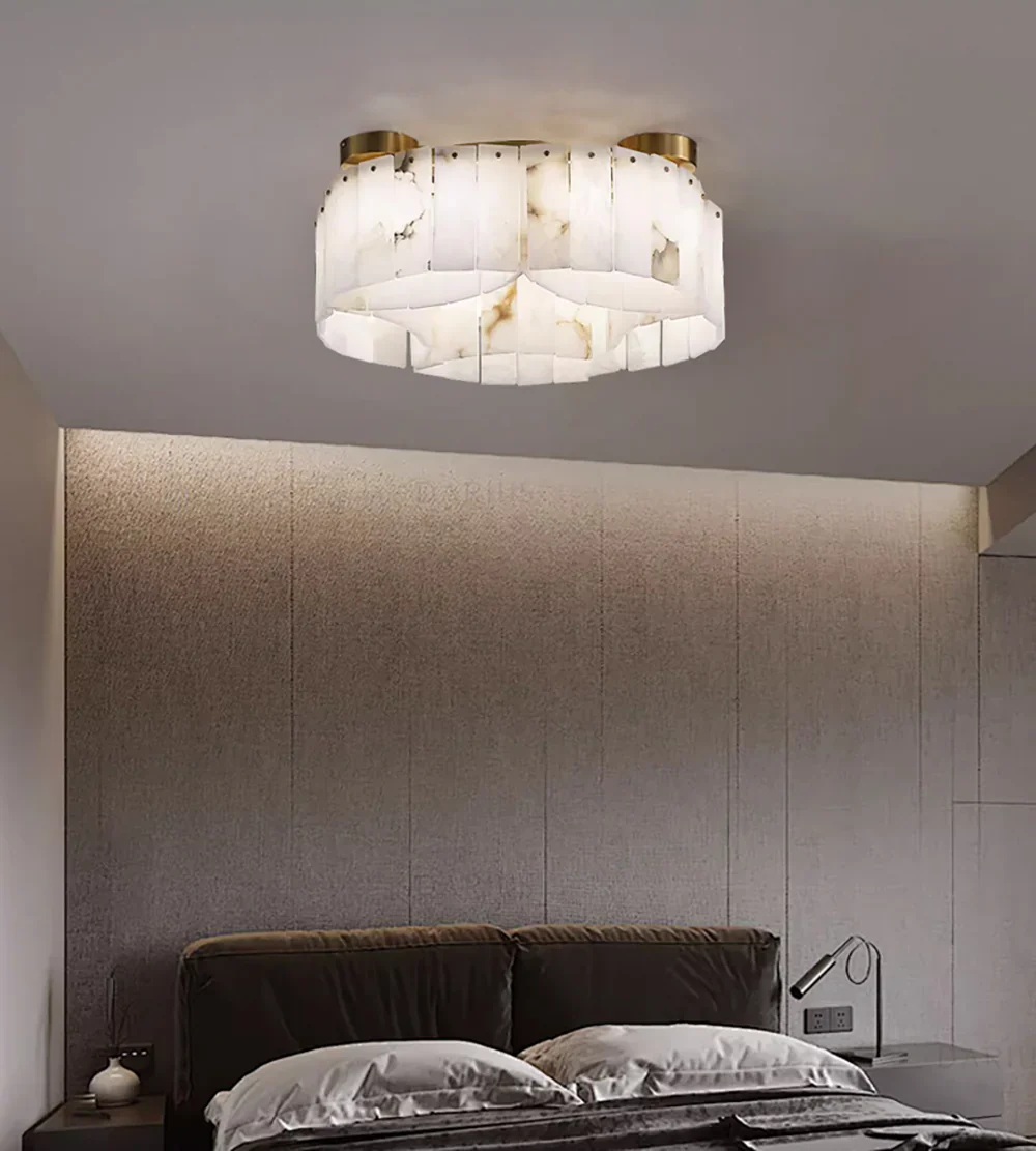 Luxe White Alabaster Ceiling Lamp - Image 12