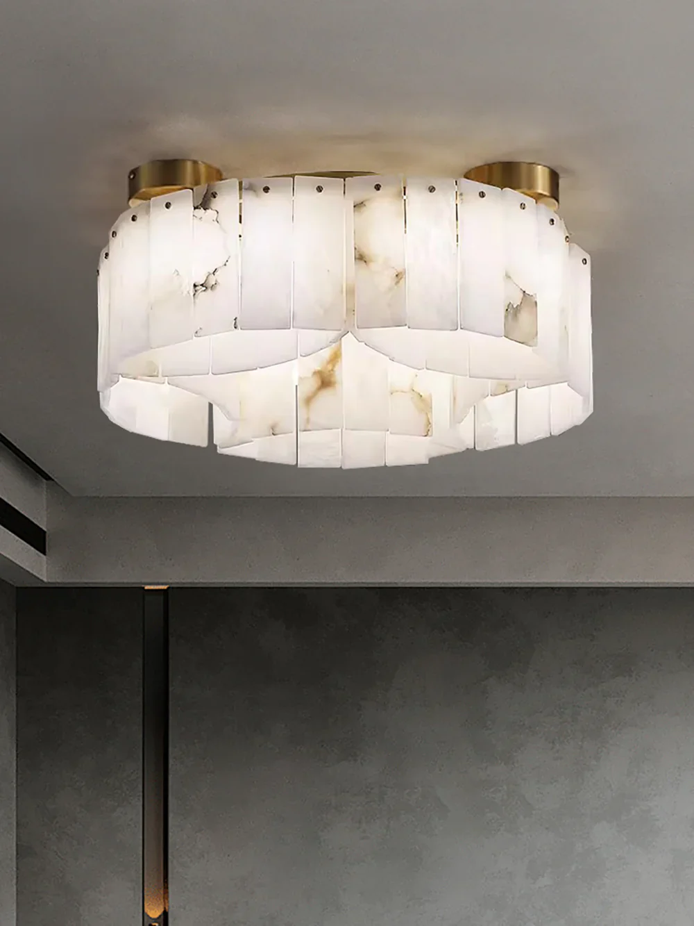 Luxe White Alabaster Ceiling Lamp - Image 13