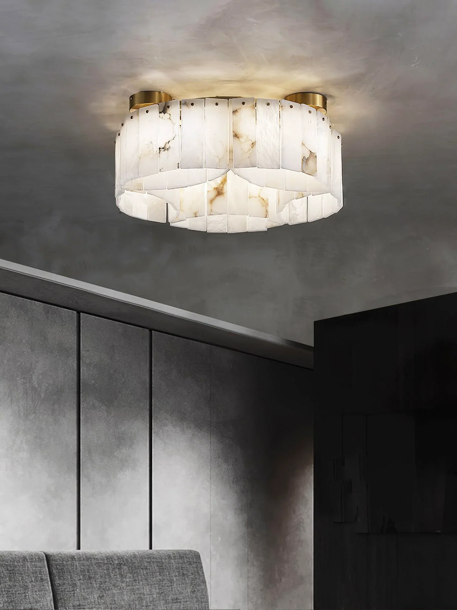 Luxe White Alabaster Ceiling Lamp - Image 16
