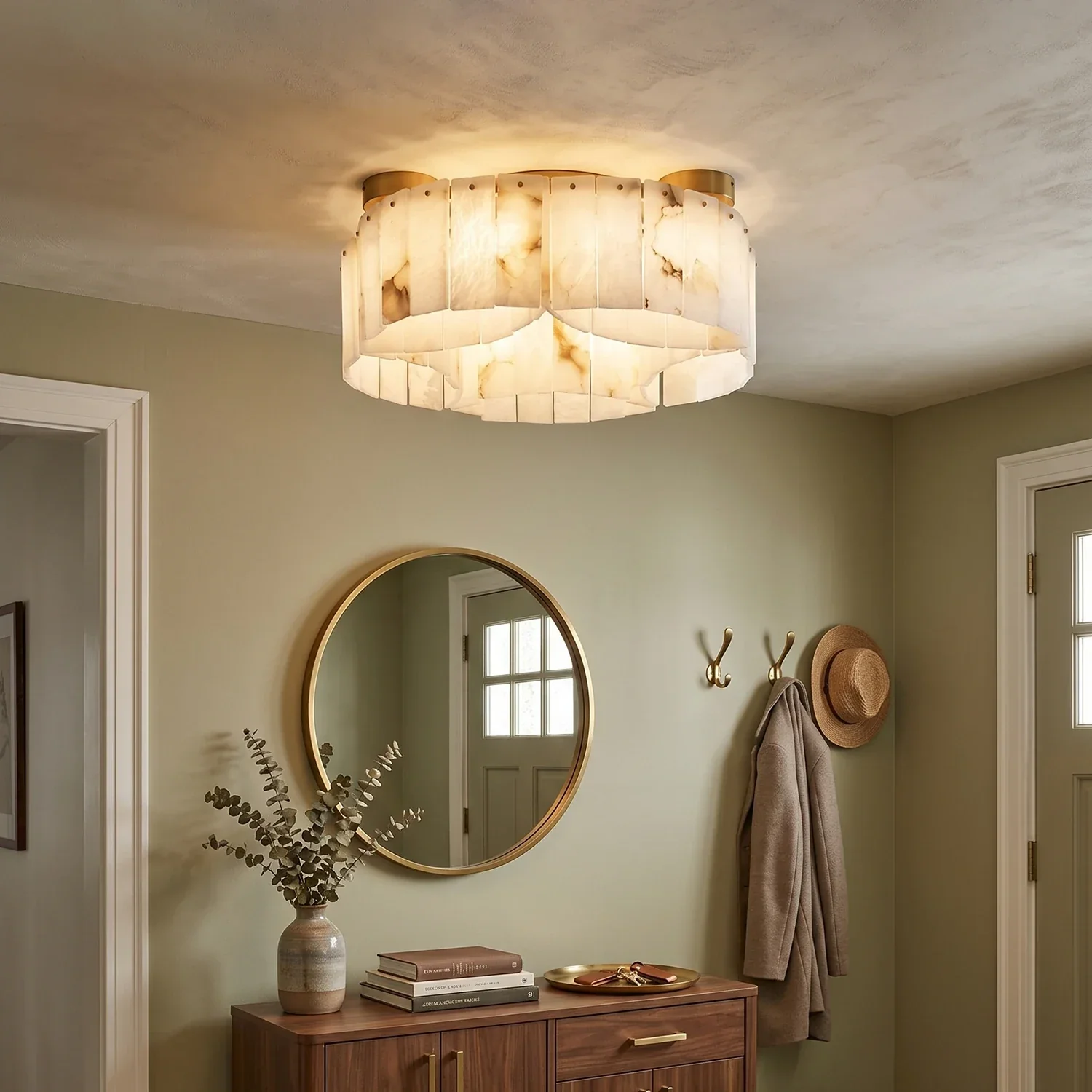 Luxe White Alabaster Ceiling Lamp - Image 2