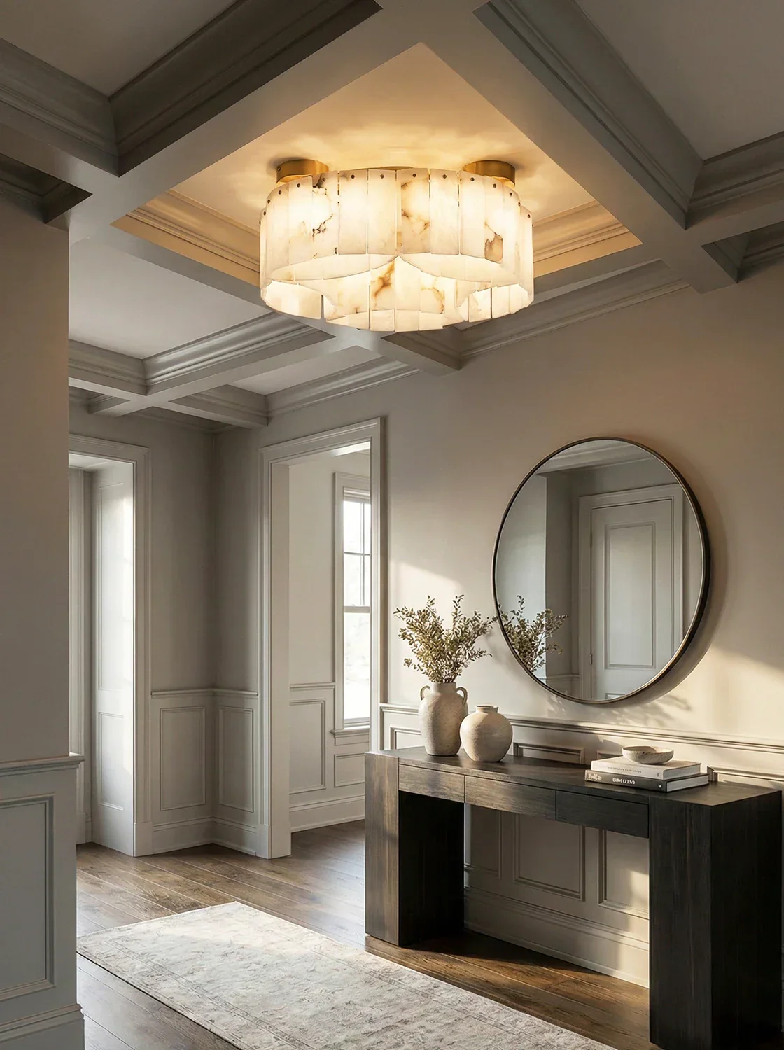 Luxe White Alabaster Ceiling Lamp - Image 4