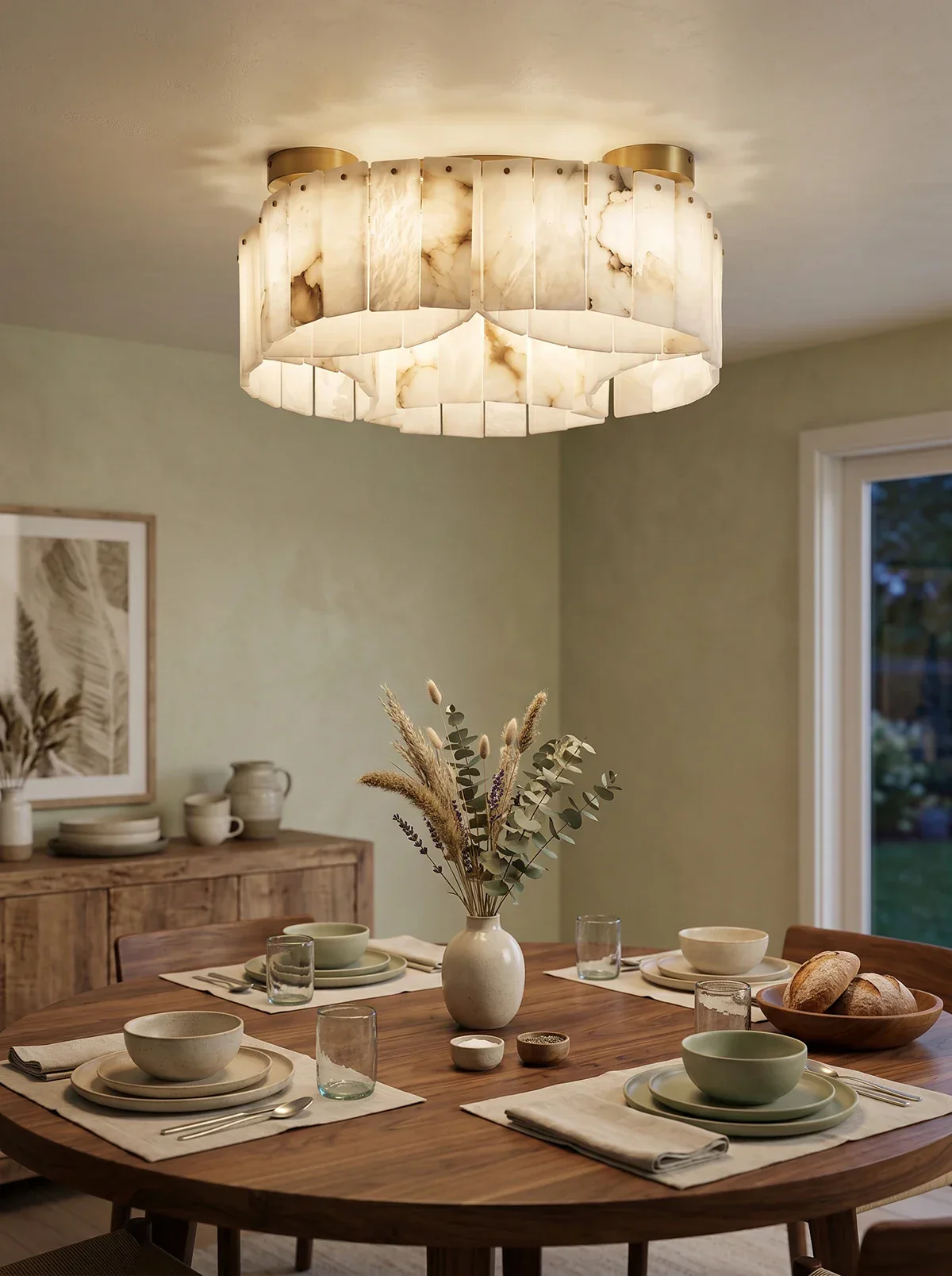 Luxe White Alabaster Ceiling Lamp - Image 6
