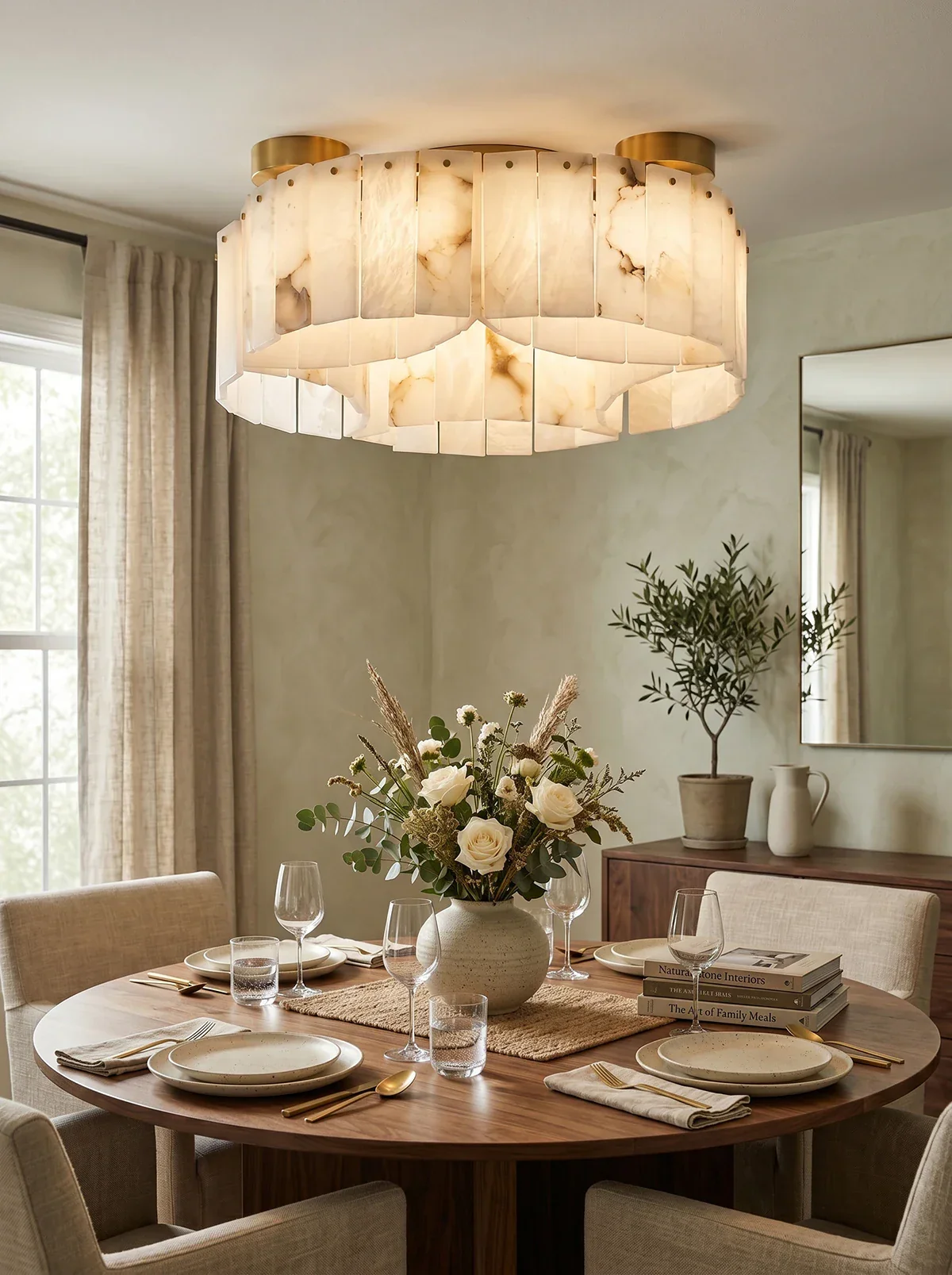Luxe White Alabaster Ceiling Lamp - Image 7