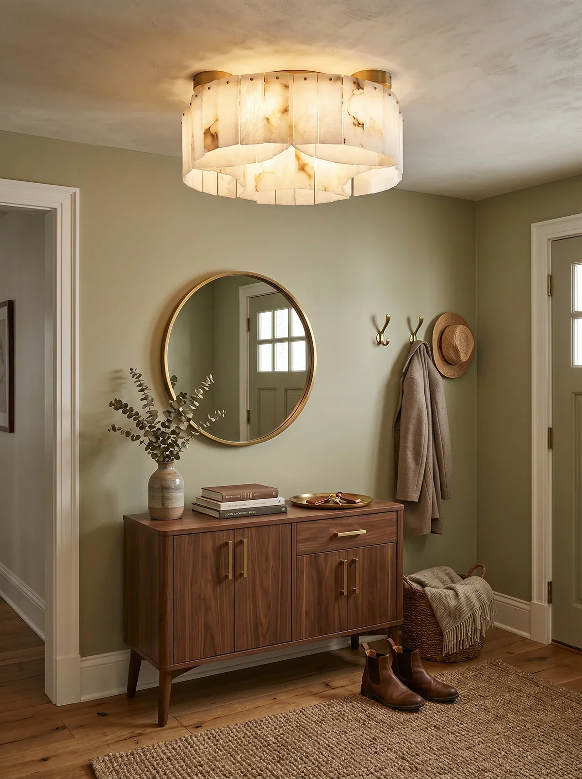 Luxe White Alabaster Ceiling Lamp - Image 8